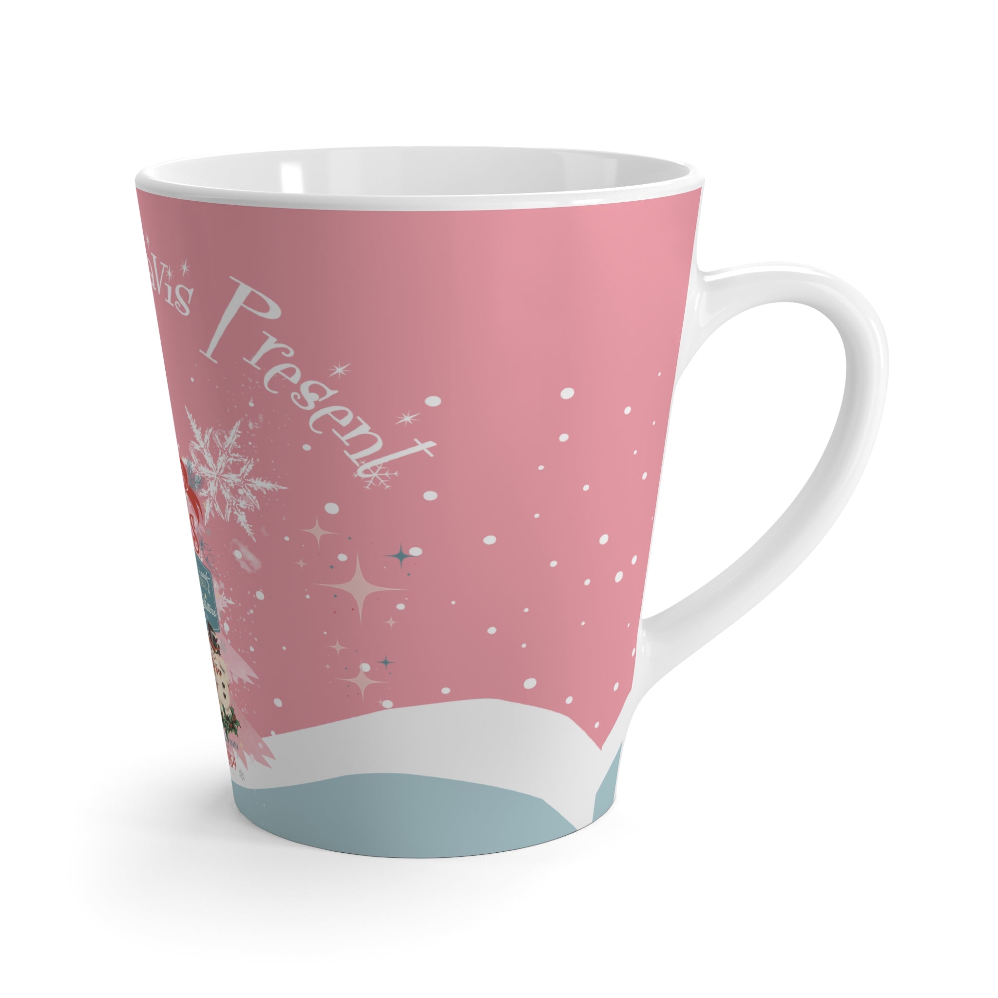 Sisters Sisters Wallace And Davis Festive Latte Mug - White Christmas Design for Holiday Cheer - Mid Century Modern Gal