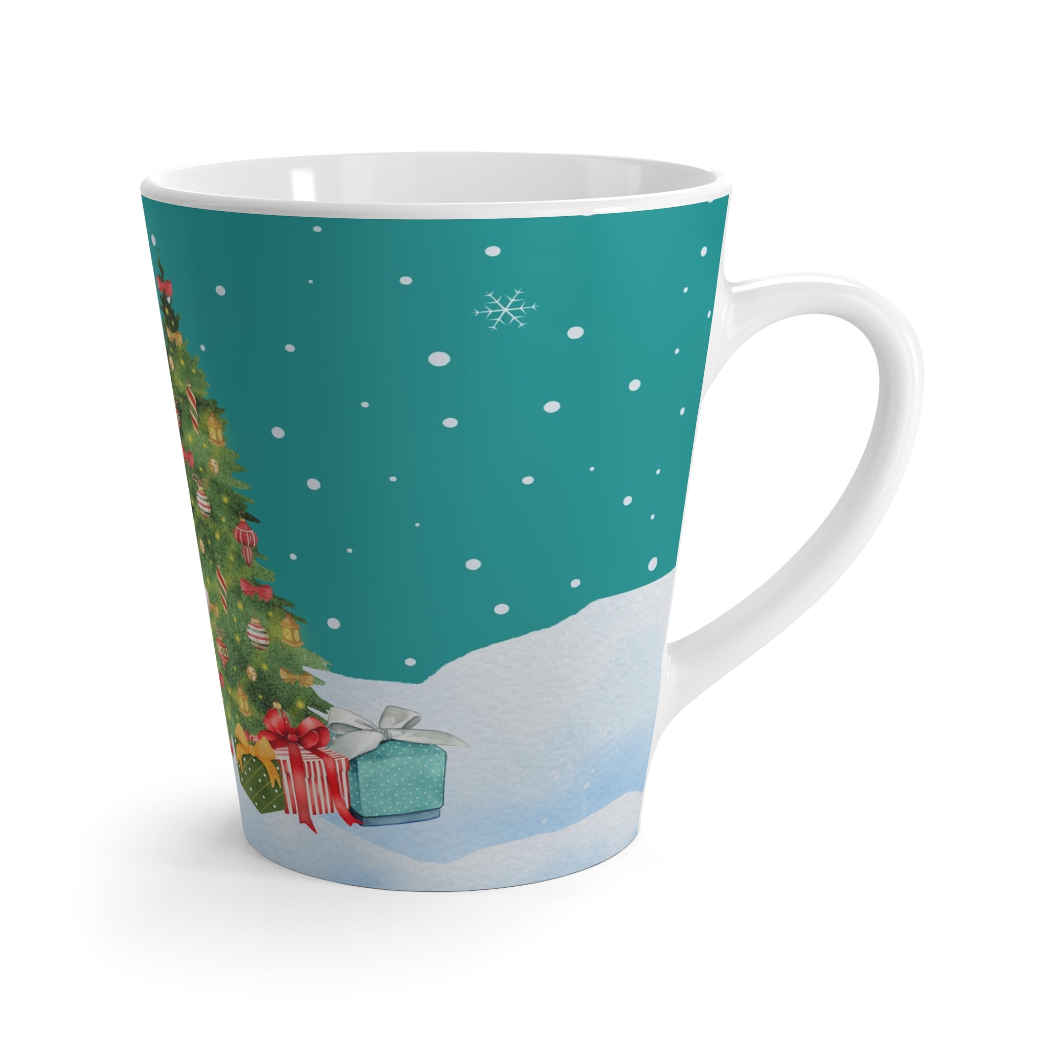 Merry and Bright Latte Mug, Festive Coffee Cup, Holiday Gift, Christmas Decor, Cheerful Drinkware, Winter Celebration Mug - Mid Century Modern Gal