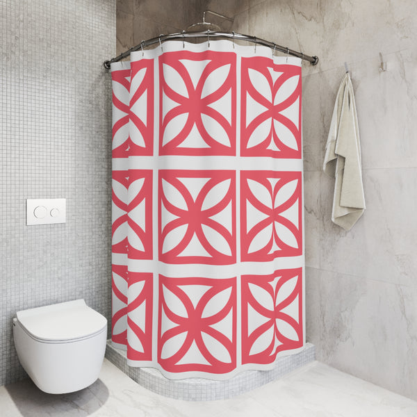 Mid Century Modern Coral Breeze Block 50s Vibe Palm Springs Cali Style Modern Geometric Shower Curtain