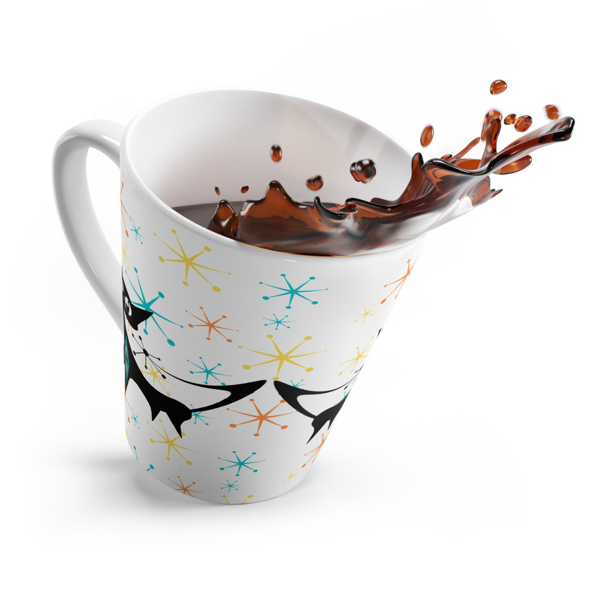 Atomic Cat Starburst Retro Coffee Latte Mug - Mid Century Modern Gal