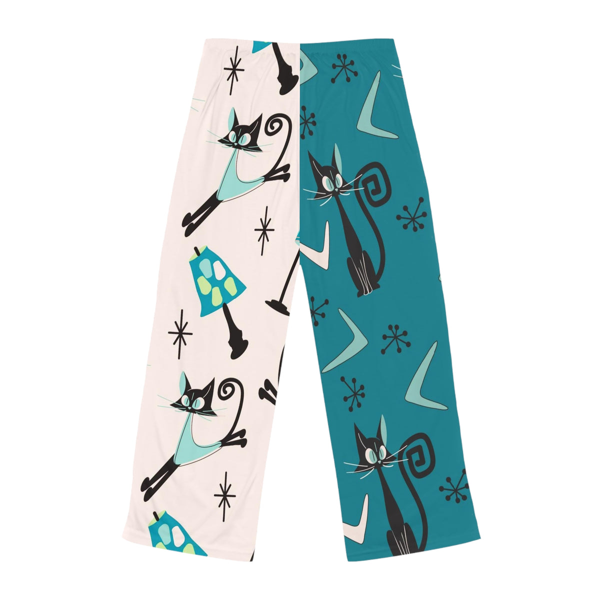 Crazy Cat Mom, Quirky Kitschy Atomic Cats, Funky Fun Mid Century Modern Style Women's Pajama Pants - Mid Century Modern Gal