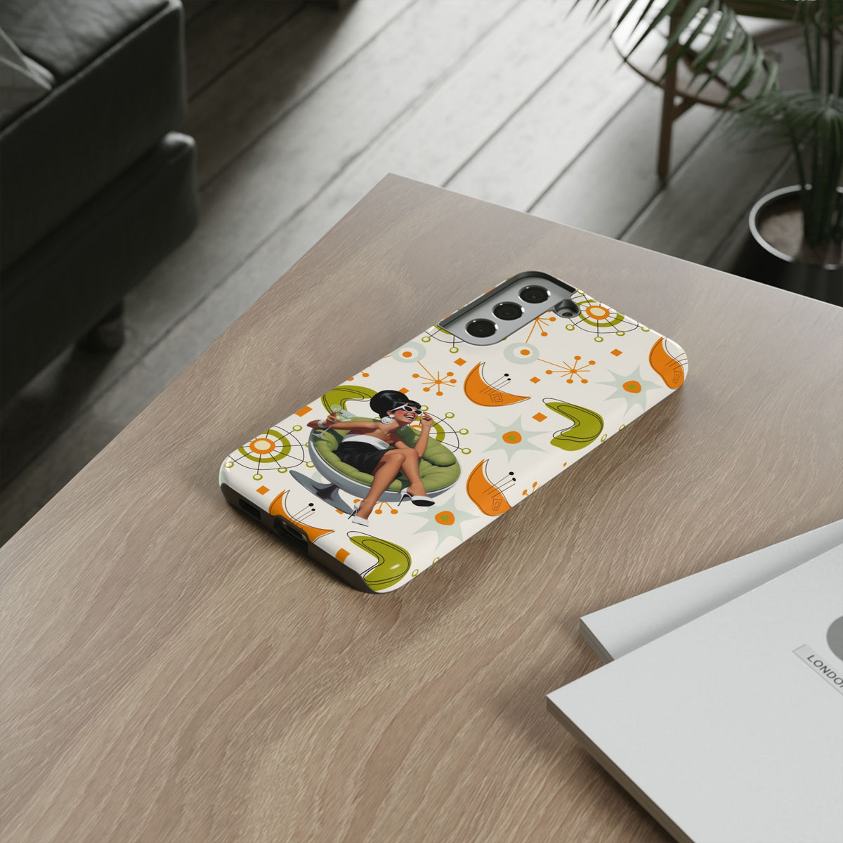 Mid Century Modern Atomic Starburst Mid Mod 60s Gal Retro Chic Tough Phone Case with Vintage Glamour Design