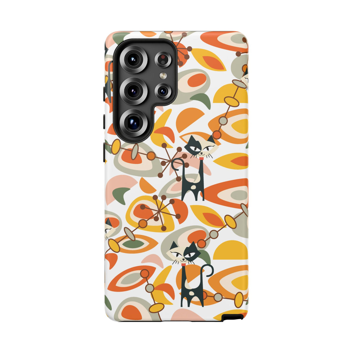 Atomic Cat Mid Mod Orange, Yellow, Groovy Cat Smart Phone Tough Cases