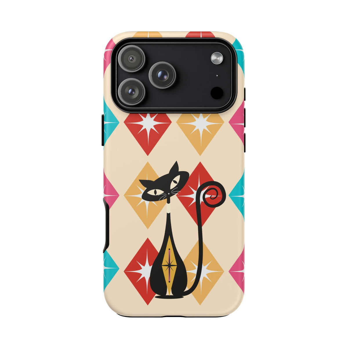 Mid Century Modern Atomic Cat, Atomic 50s Diamonds Retro Phone Tough Cases