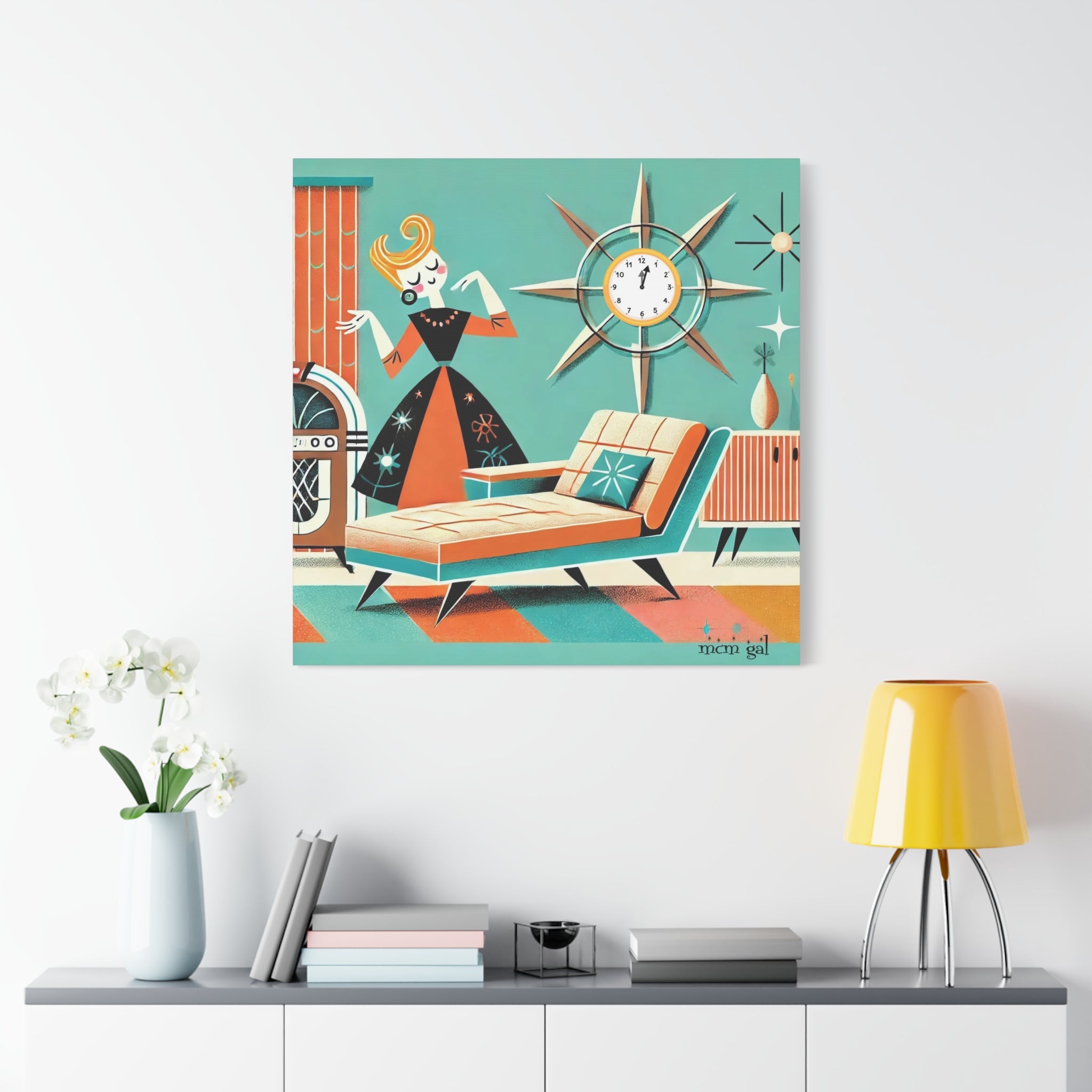 Mid Century Modern Wall Art, Quirky Mod Gal Retro Mid-Century Wall Art - Mid Century Modern Gal