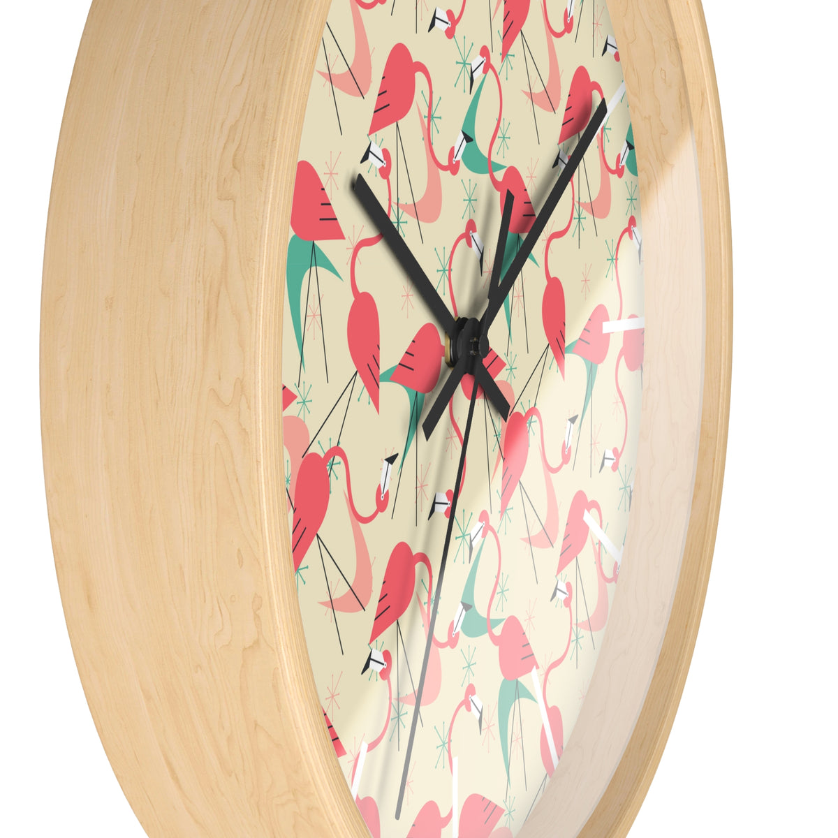 Mid Century Modern Flamingo Wall Clock, Kitschy Quirky Dancing Flamingos Fun Home Decor for Retro Summer Vibes - Mid Century Modern Gal