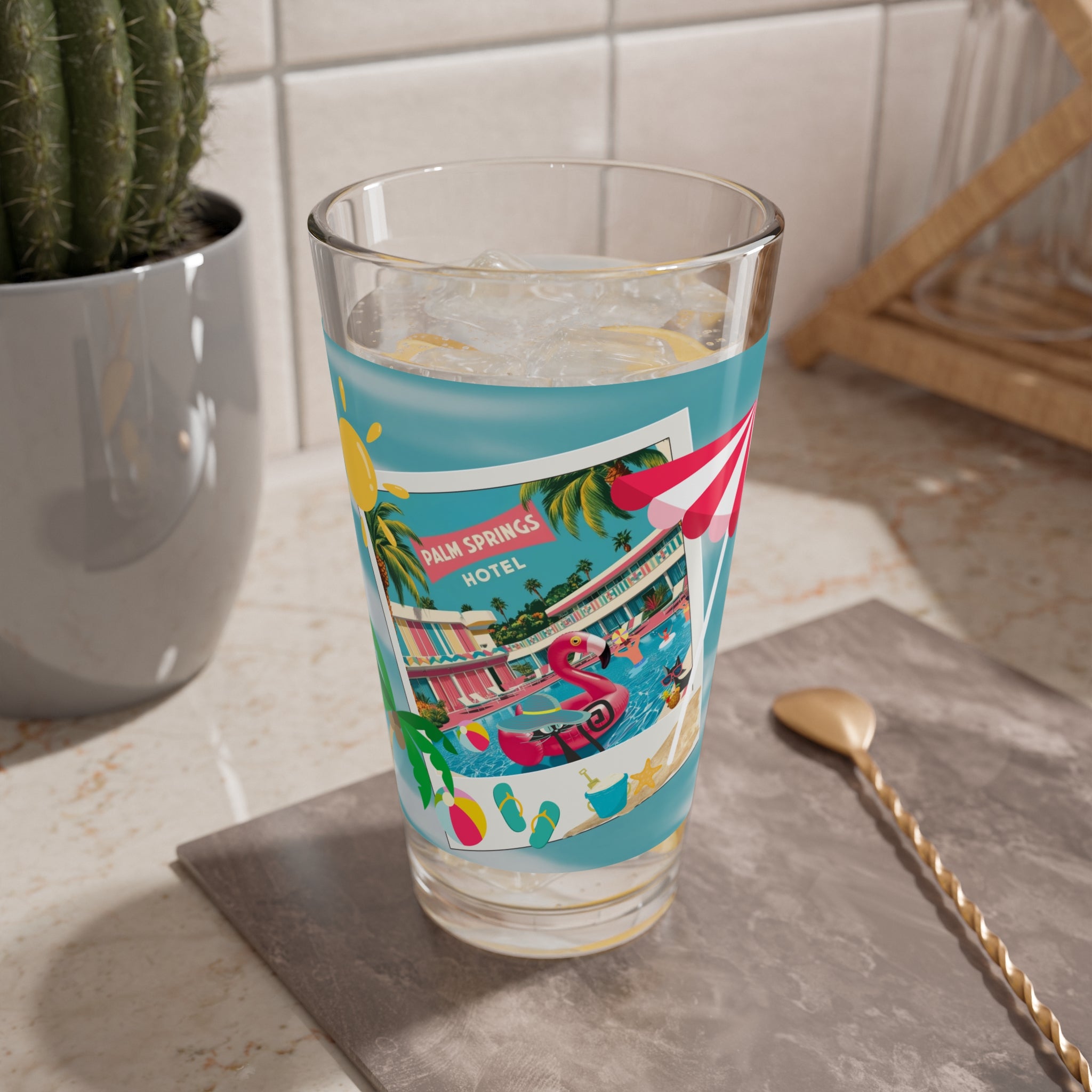 Old Palm Springs California Kitschy Mod Flamingos, Atomic Cats, Retro Palm Springs Mid Century Modern Barware - Mid Century Modern Gal