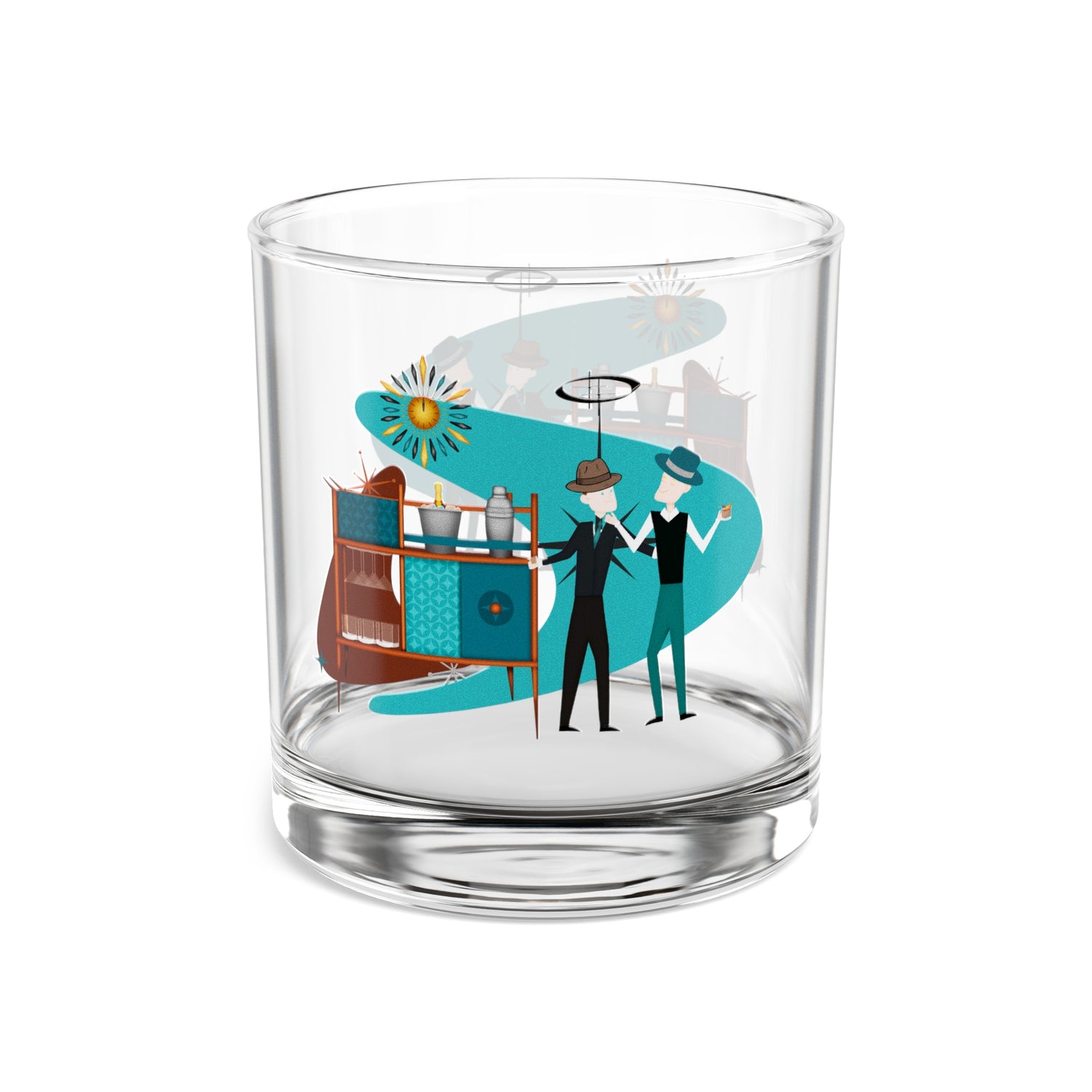 Mid Century Modern Gay Male Couple, Kitschy 50s Retro High Ball, Bourbon Bar Glass - Mid Century Modern Gal