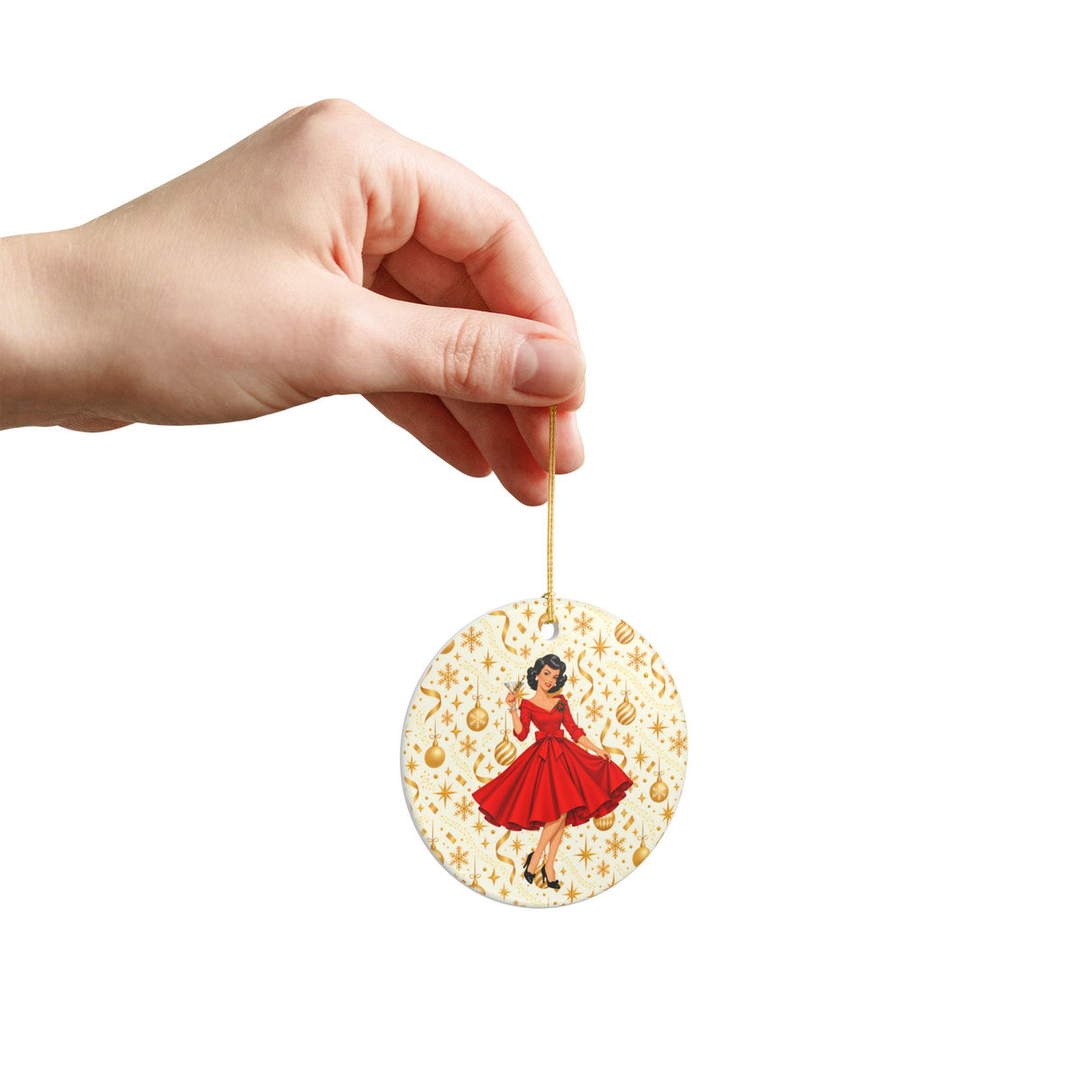 Mid Century Modern Christmas Martini Gal Ceramic Christmas Tree Ornament