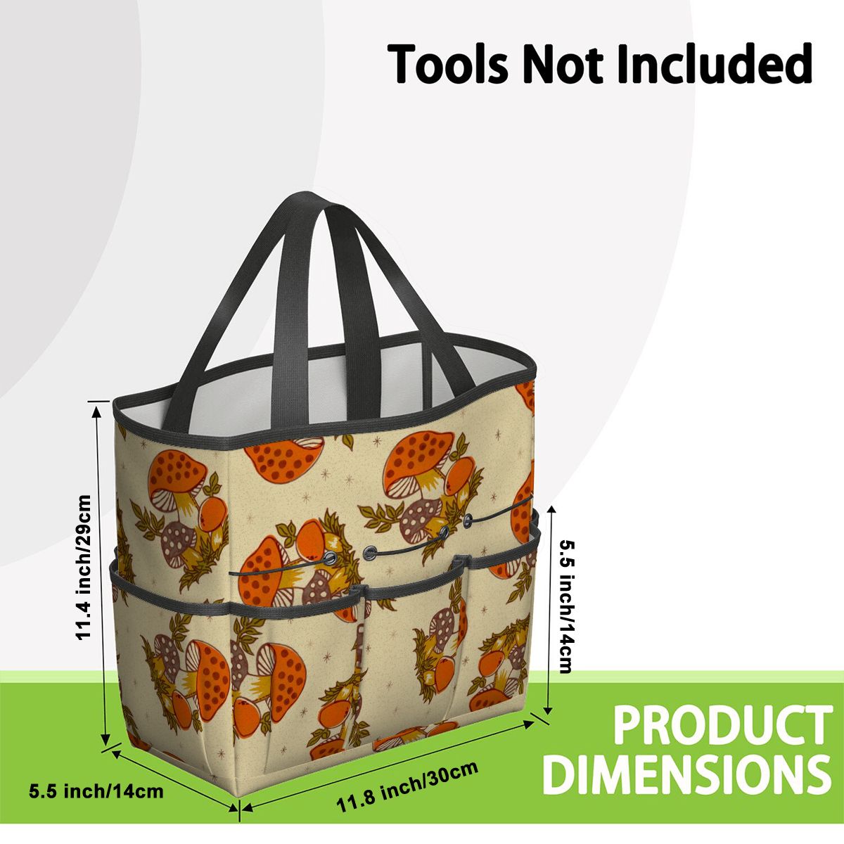 Merry Mushroom 70's Hippie Boho Orange, Groovy Cottagecore Mushroom Garden Tool Bag - Mid Century Modern Gal