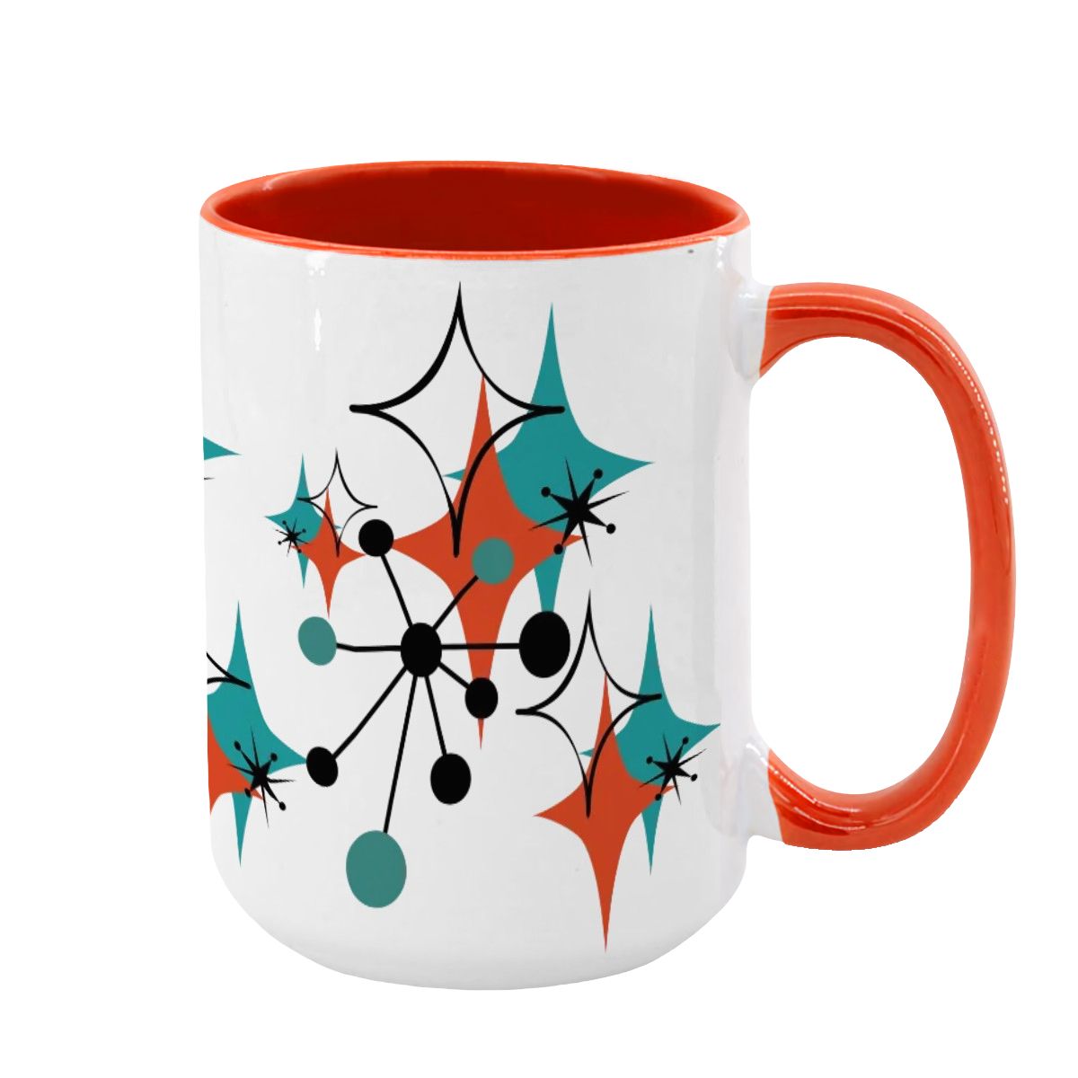 Mid Century Modern Atomic Starburst Sputnik Designed Large Colorful Mug (15oz) - Mid Century Modern Gal