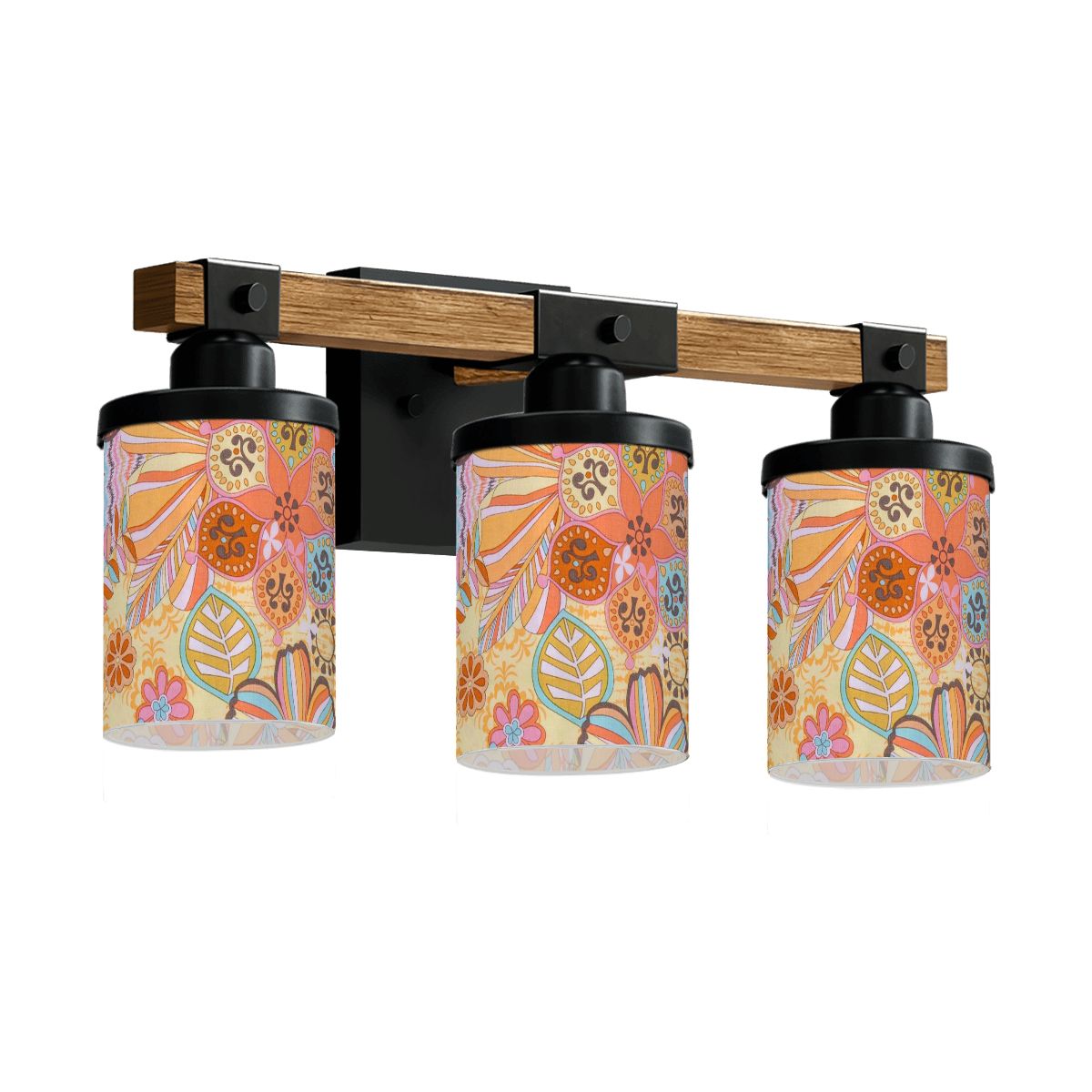 Floral Vintage 70s Pattern Pink Paisley Mid Mod Vanity Light Fixture - Mid Century Modern Gal