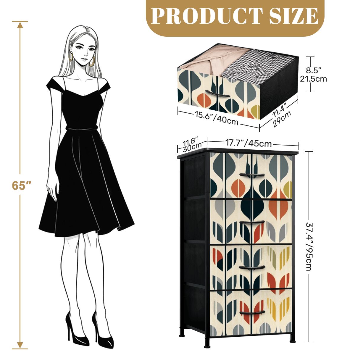 Mid Mod Scandinavian Floral Retro Modern Danish 4-Drawer Dresser - Mid Century Modern Gal