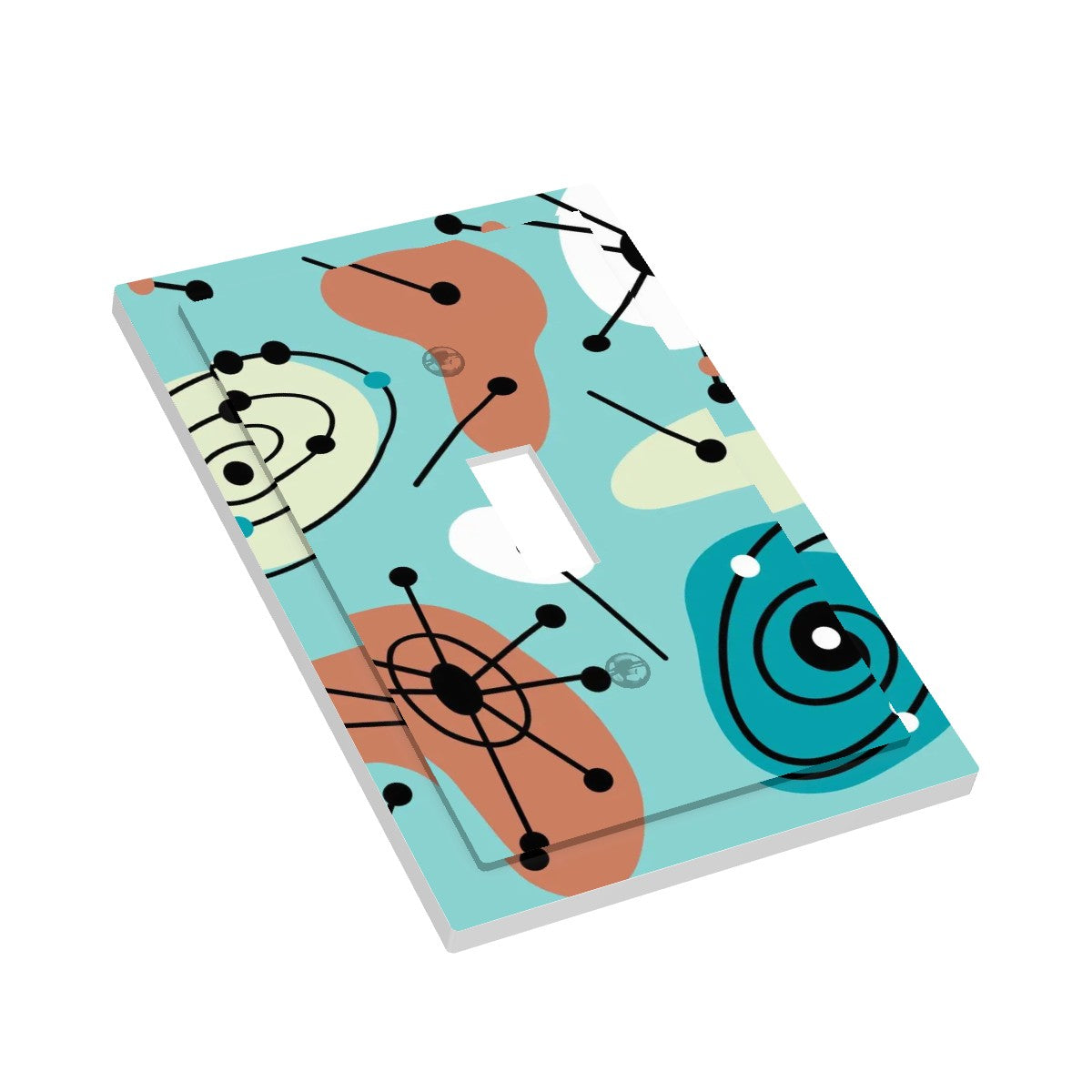 Mid Century Modern Aqua Blue Amoeba Designed Modern Switch Cover 1-Gang 1 Toggle - Mid Century Modern Gal