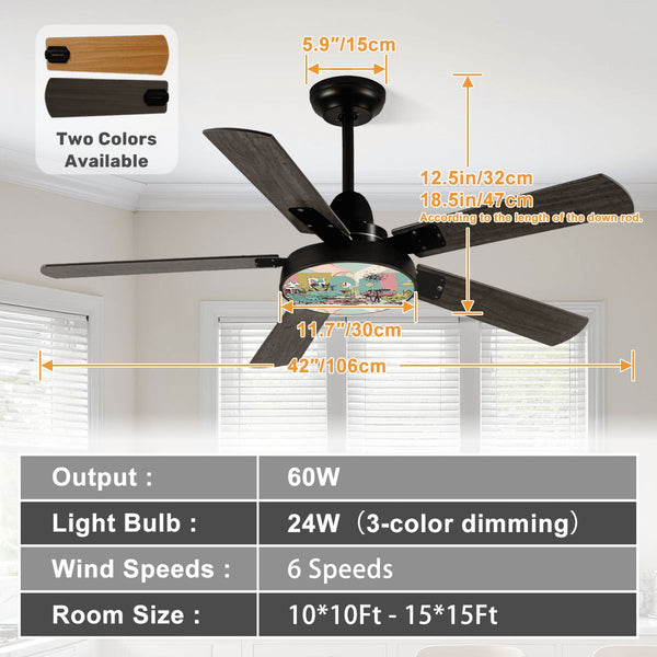 Cozy Cat Den Atomic Cats Lounging Kitschy Mid Century Modern Ceiling Fan With Light
