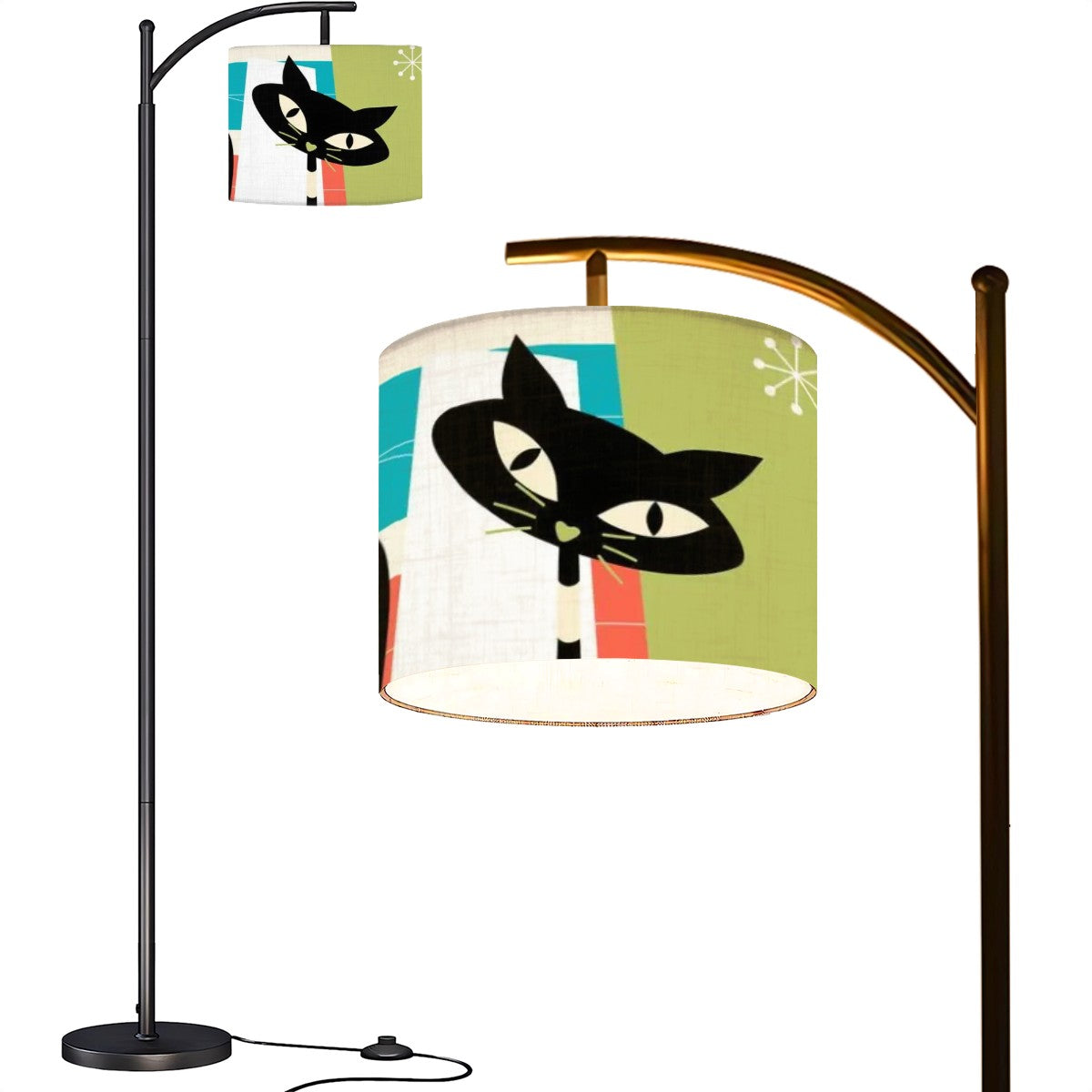 The Atomic Cat Kitschy Mid Century Modern Arc Floor Lamp - Mid Century Modern Gal