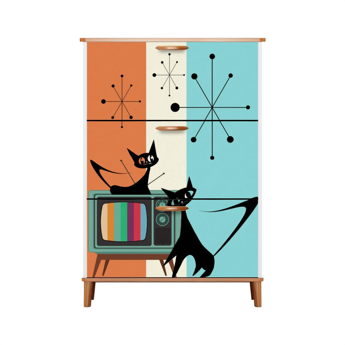 Atomic Cat Mid Century Modern Designed Kitschy Mod Fun Quirky Shoe Cabinet - Mid Century Modern Gal