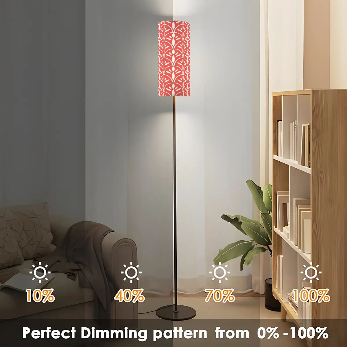 Art Deco Colorful Abstract Floor Lamp | Coral And White Mid Century Modern Lighting - Mid Century Modern Gal