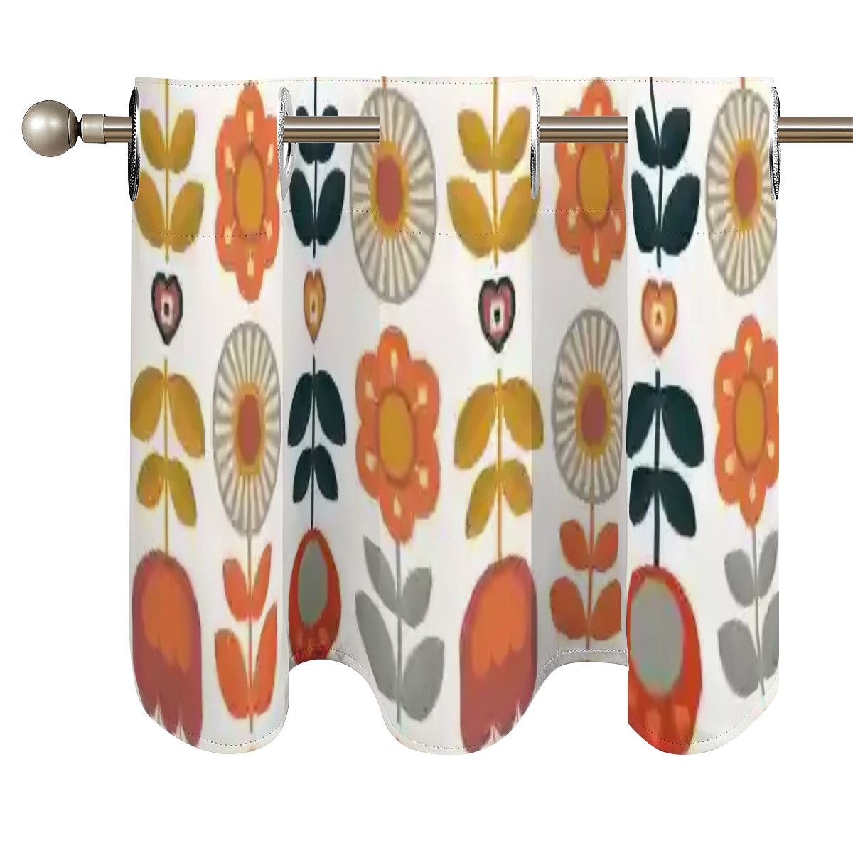 Mid Mod Scandinavian Designed Floral Curtain Valances - Mid Century Modern Gal