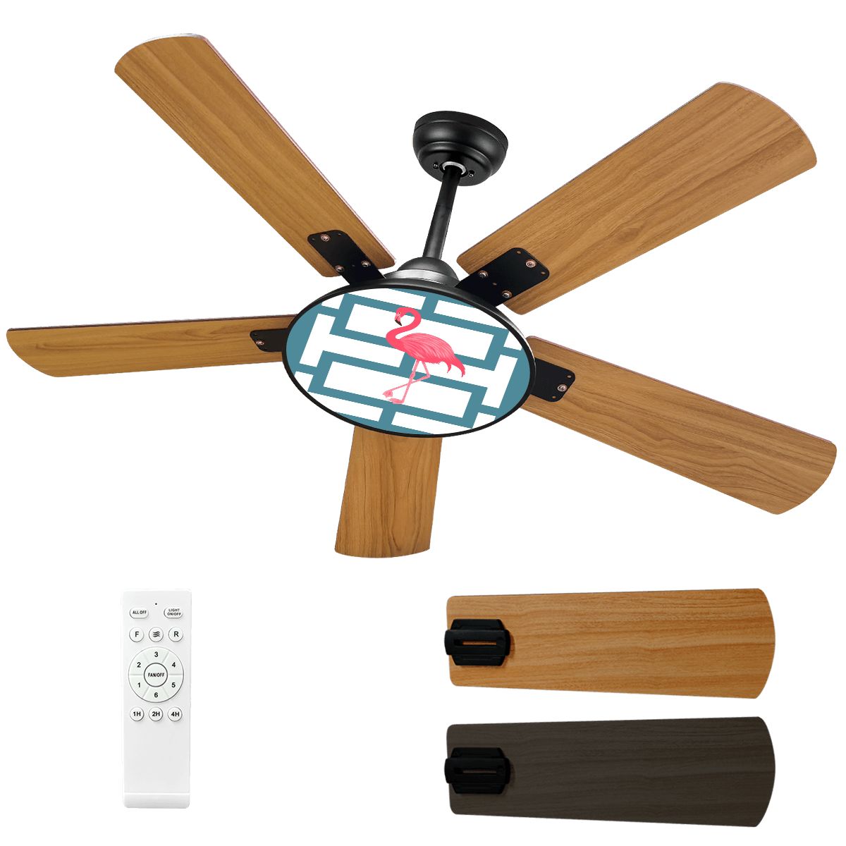 Palm Springs California Kitschy Flaming Breeze Blocked Designed Ceiling Fan With Light - Mid Century Modern Gal