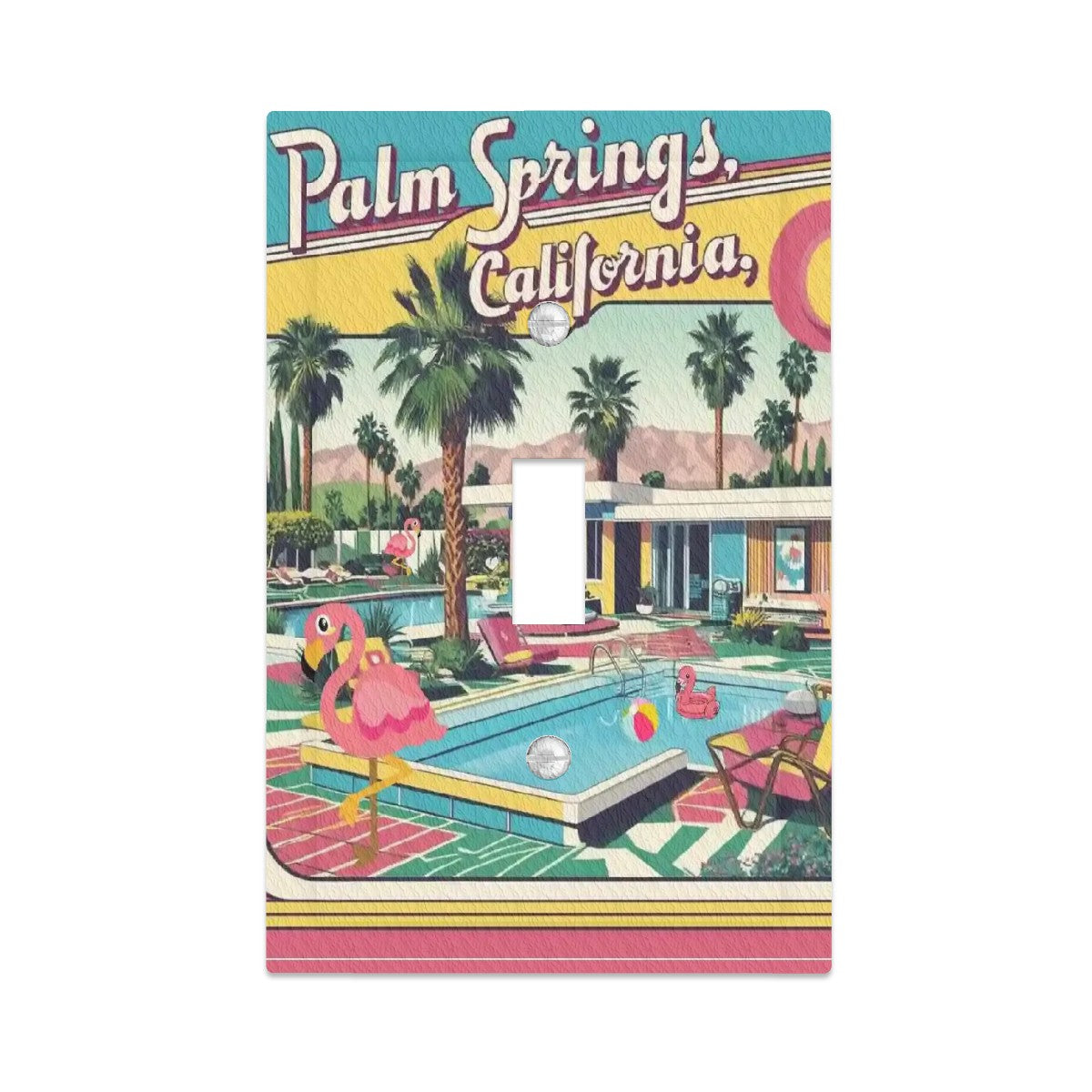 Mid Century Modern Palm Springs, Kitschy Mod Faux Leather Texture Switch Cover 1-Gang 1 Toggle - Mid Century Modern Gal