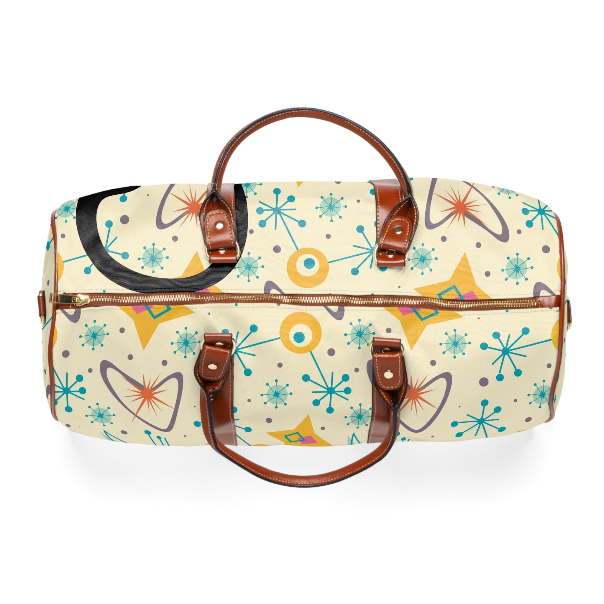 Atomic Cat Designs, Mid Century Modern Luggage, Carry On, Weekender, Kitschy Fun Boomerangs, Starburst Waterproof Travel Bag Bags 20" x 12" / Brown