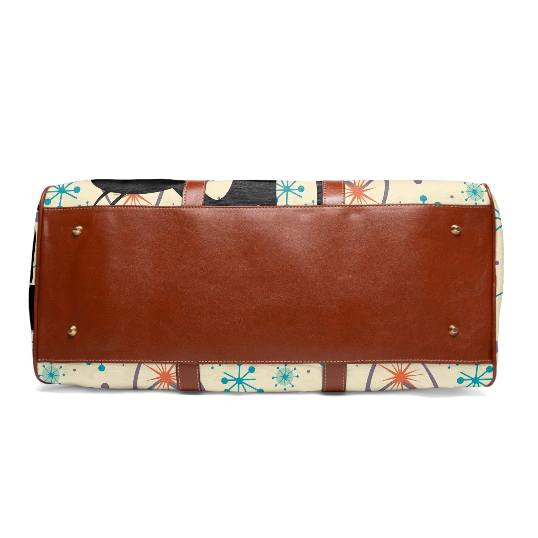 Atomic Cat Designs, Mid Century Modern Luggage, Carry On, Weekender, Kitschy Fun Boomerangs, Starburst Waterproof Travel Bag Bags 20" x 12" / Brown