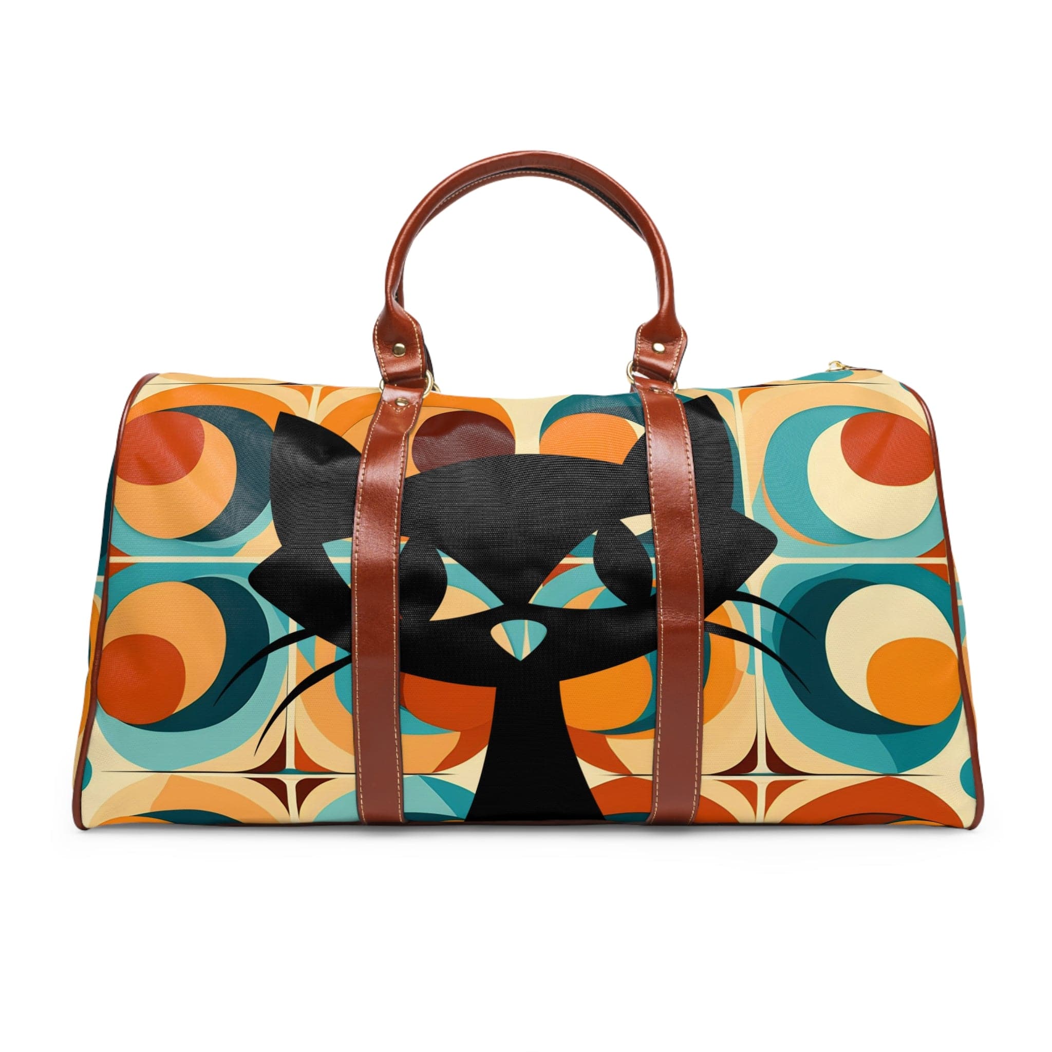 Atomic Cat Designs, Mid Century Modern Luggage, Travel Bag, Groovy Orbs, Cool Hipster Waterproof Travel Bag Bags 20" x 12" / Brown