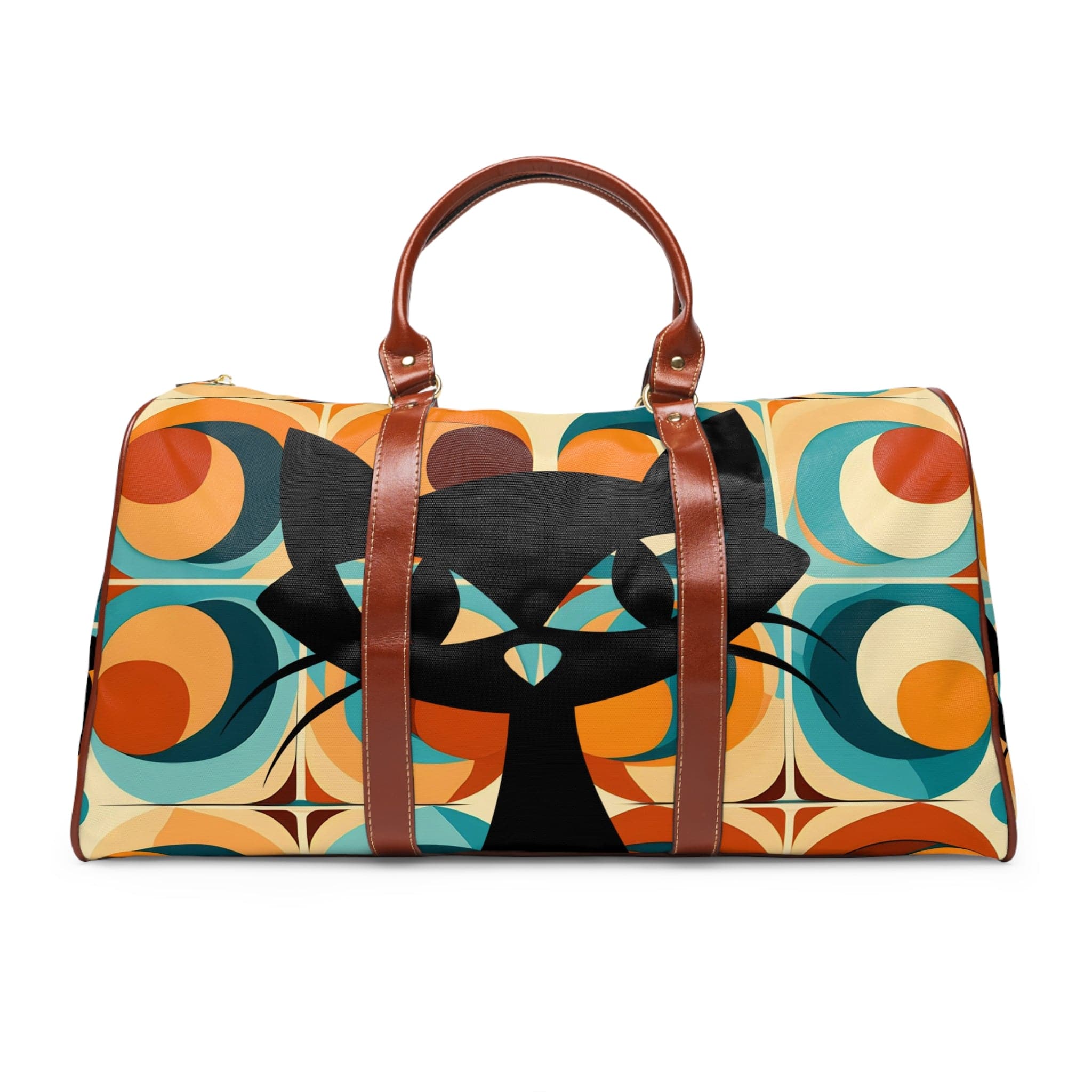 Atomic Cat Designs, Mid Century Modern Luggage, Travel Bag, Groovy Orbs, Cool Hipster Waterproof Travel Bag Bags 20" x 12" / Brown