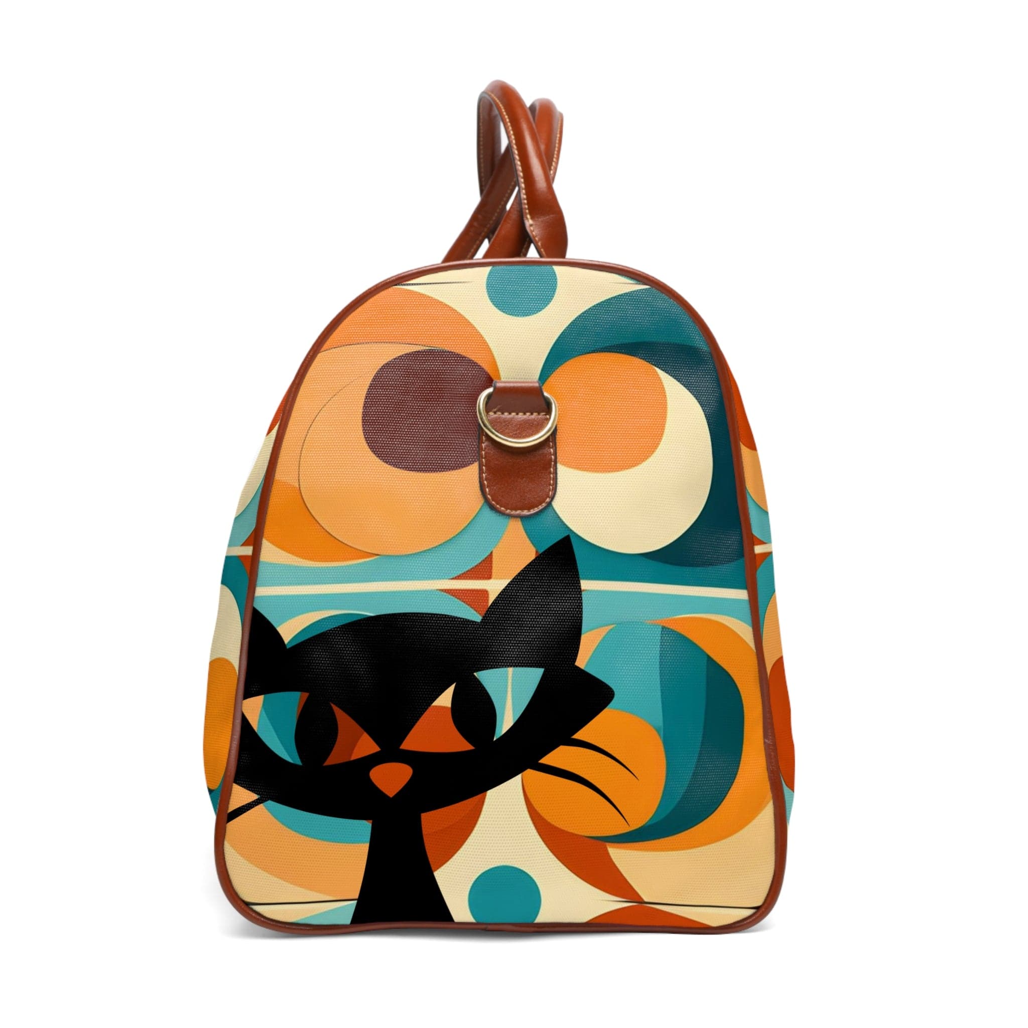 Atomic Cat Designs, Mid Century Modern Luggage, Travel Bag, Groovy Orbs, Cool Hipster Waterproof Travel Bag Bags 20" x 12" / Brown