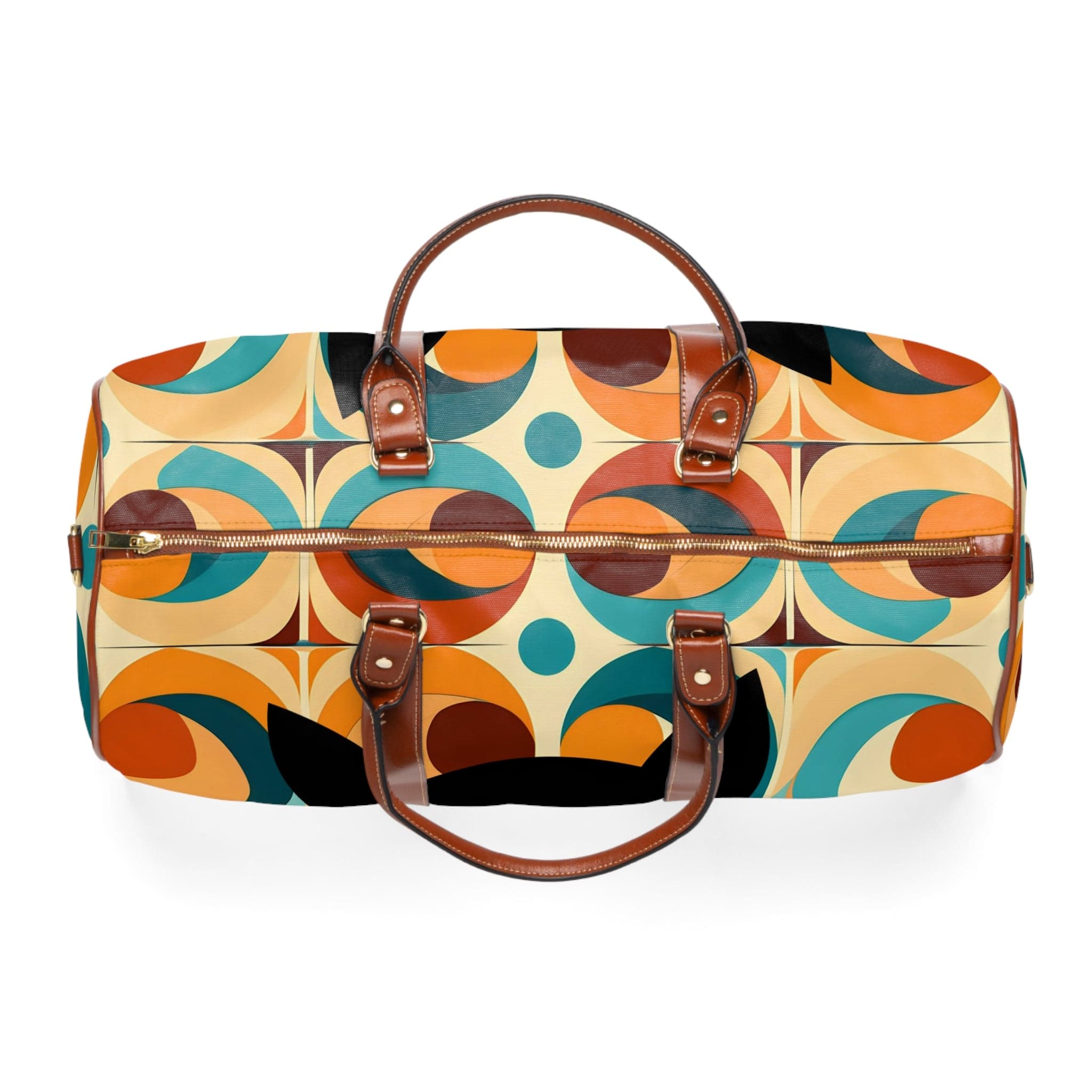 Atomic Cat Designs, Mid Century Modern Luggage, Travel Bag, Groovy Orbs, Cool Hipster Waterproof Travel Bag Bags 20" x 12" / Brown