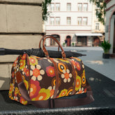 Flower Power Groovy Travel Bag, Weekender, Hipster Mod Daisy, Brown, Orange, Green, Hippie, 70& Mid Century Modern Gal