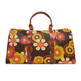 Flower Power Groovy Travel Bag, Weekender, Hipster Mod Daisy, Brown, Orange, Green, Hippie, 70& Mid Century Modern Gal