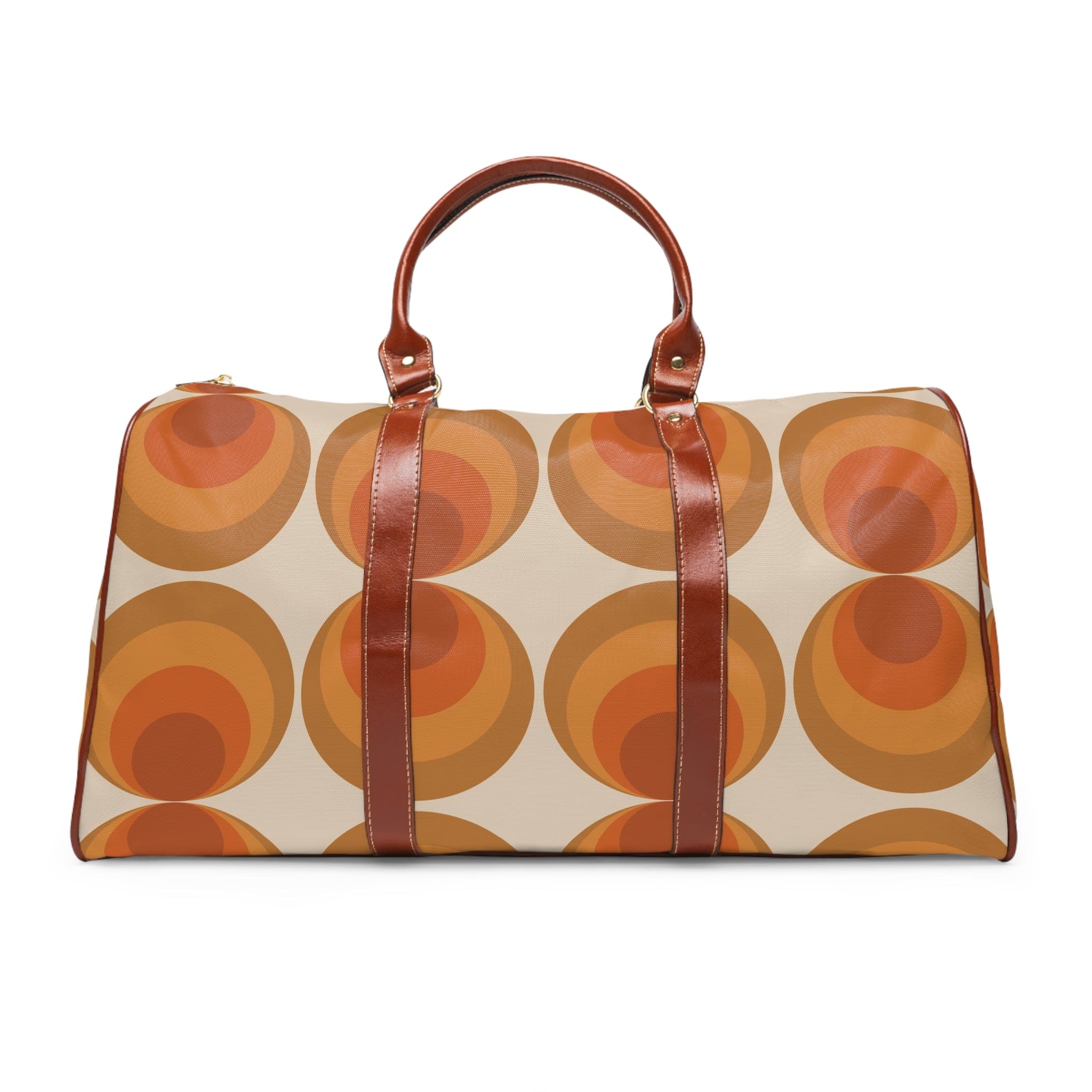 Mid Century Modern Travel Bag, Retro Orbs, Groovy Atomic Cat Waterproof Travel Bag Bags 20" x 12" / Brown