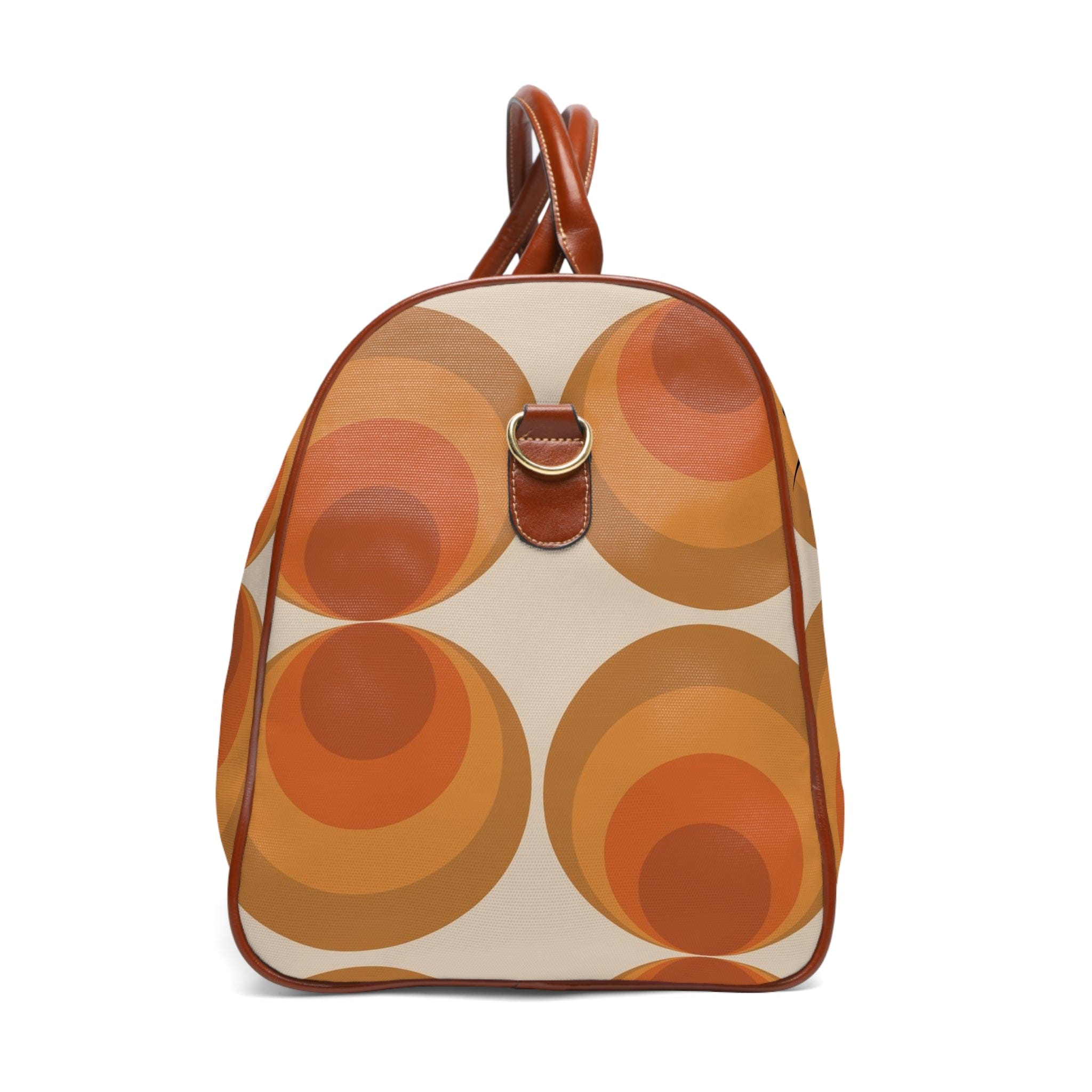Mid Century Modern Travel Bag, Retro Orbs, Groovy Atomic Cat Waterproof Travel Bag Bags 20" x 12" / Brown