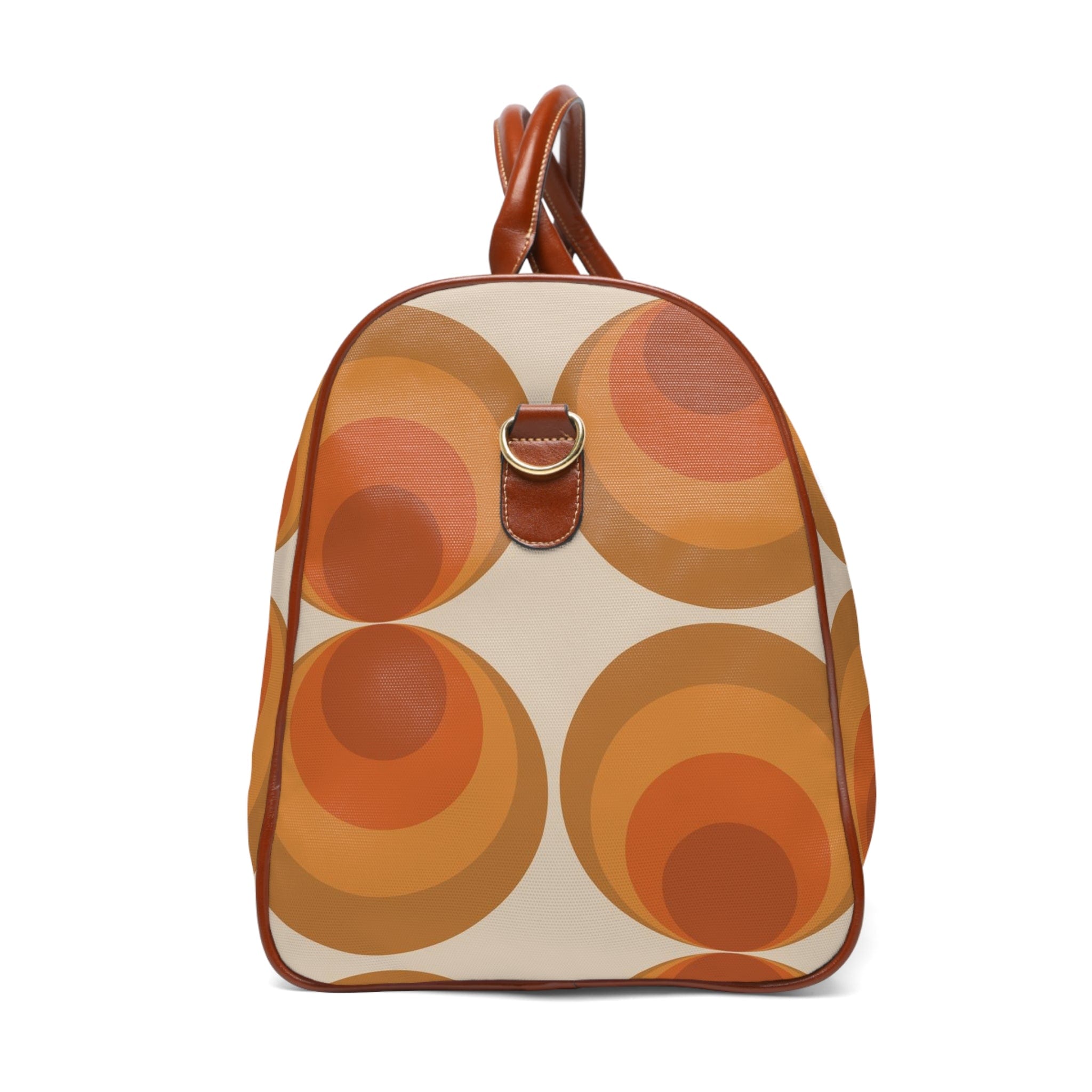 Mid Century Modern Travel Bag, Retro Orbs, Groovy Atomic Cat Waterproof Travel Bag Bags 20" x 12" / Brown