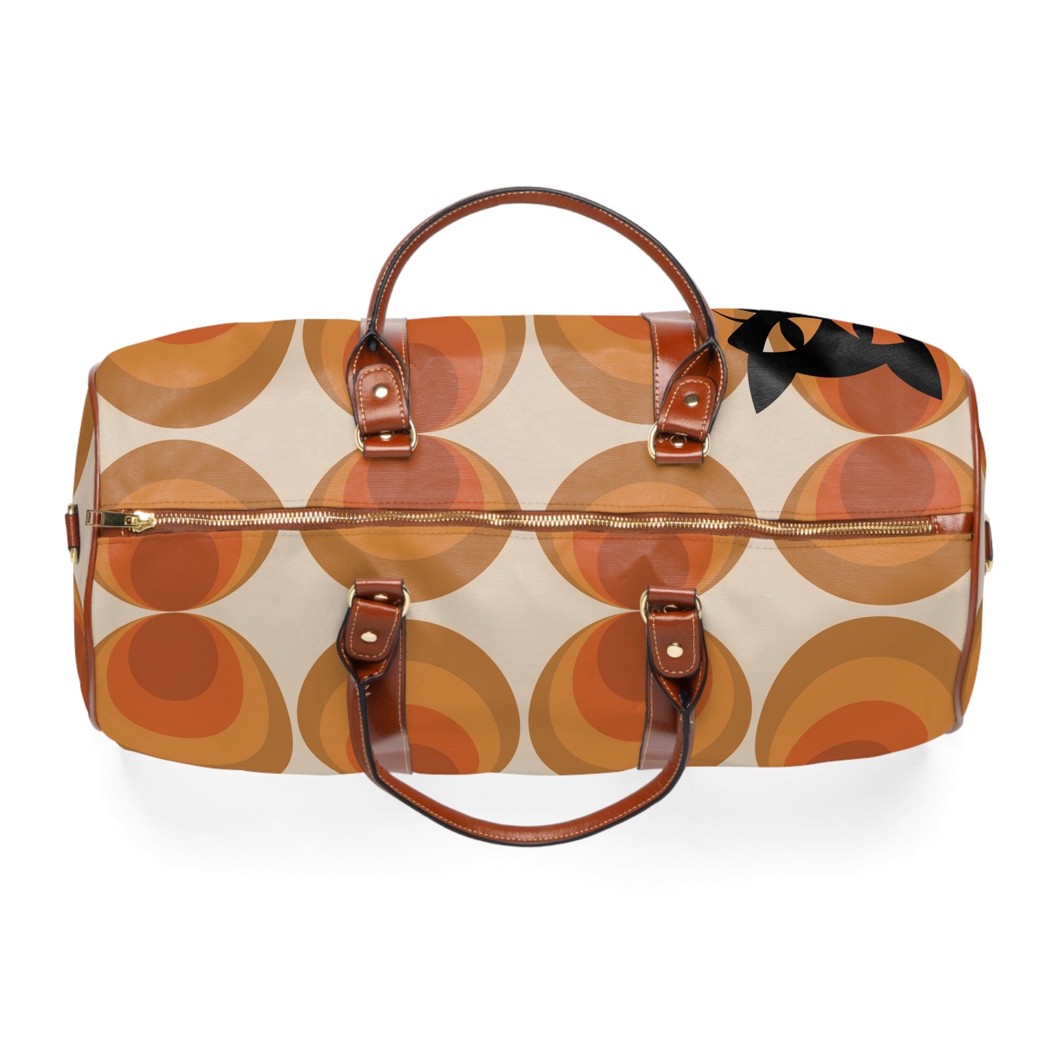 Mid Century Modern Travel Bag, Retro Orbs, Groovy Atomic Cat Waterproof Travel Bag Bags 20" x 12" / Brown