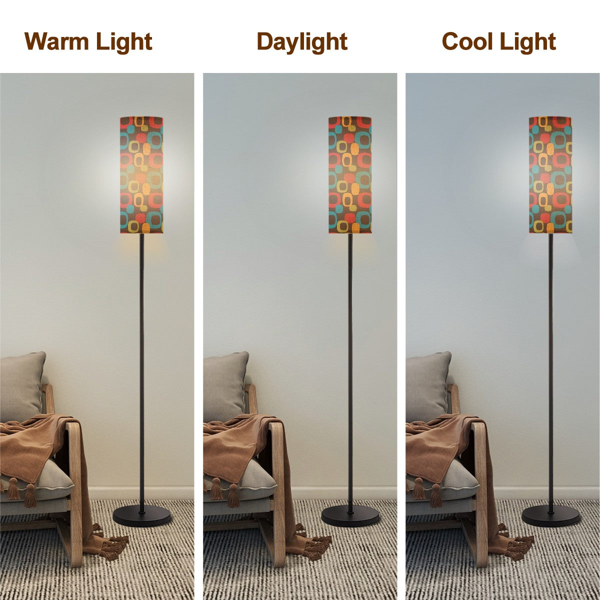 Mid Century Modern Brown Groovy Geometric Desig Slim Floor Lamp - Mid Century Modern Gal