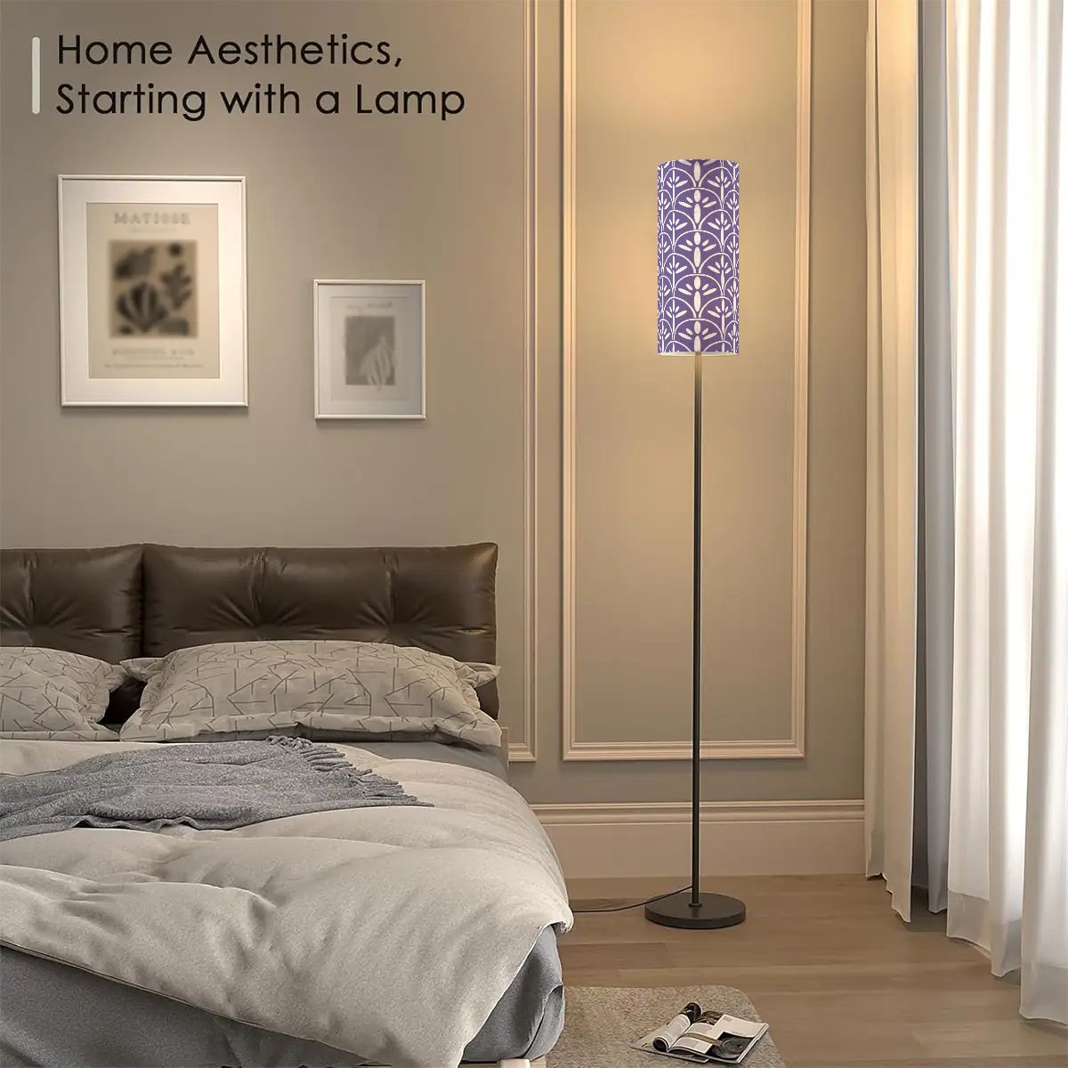 Art Deco Colorful Abstract Floor Lamp | Lavender Purple And White Mid Century Modern Lighting - Mid Century Modern Gal
