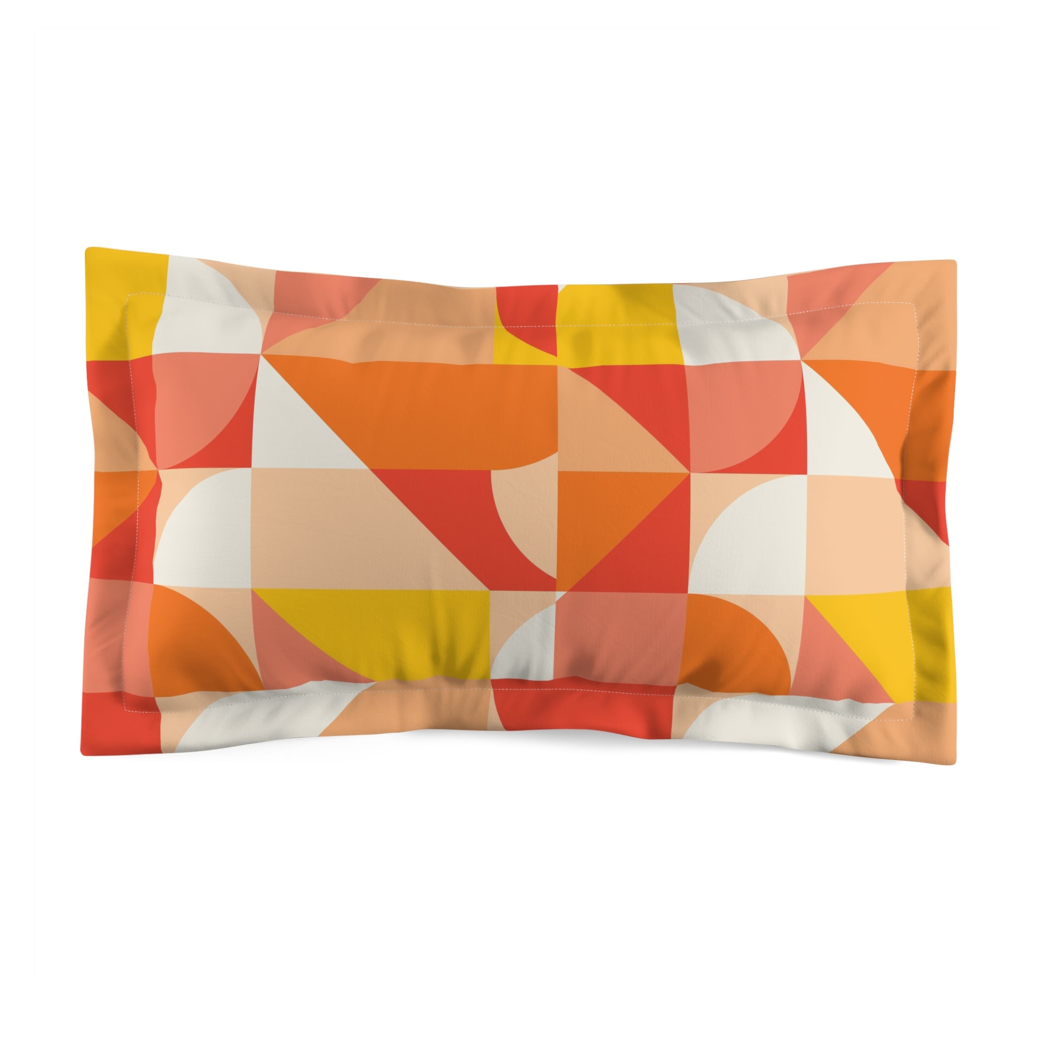 Vibrant Geometric, Orange, Yellow, Funky Microfiber Pillow Sham for Cozy Bedrooms - Mid Century Modern Gal