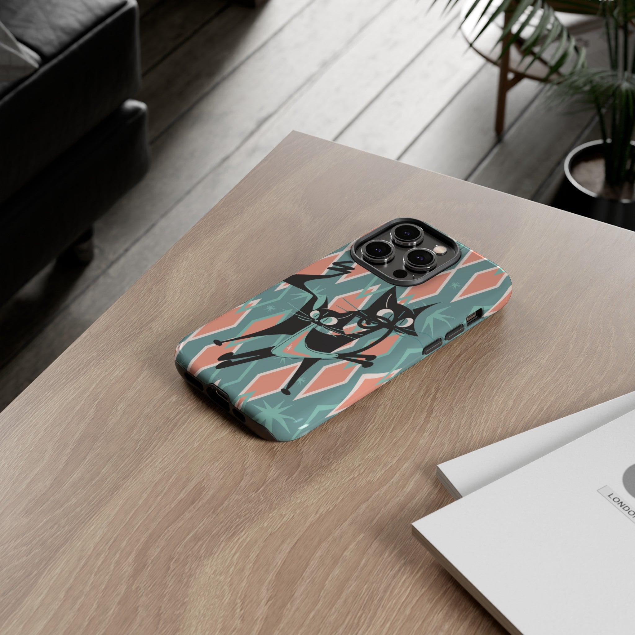 Mid Mod Atomic Cat Kitschy Retro Chic Samsung, Smart Phone Tough Cases - Mid Century Modern Gal