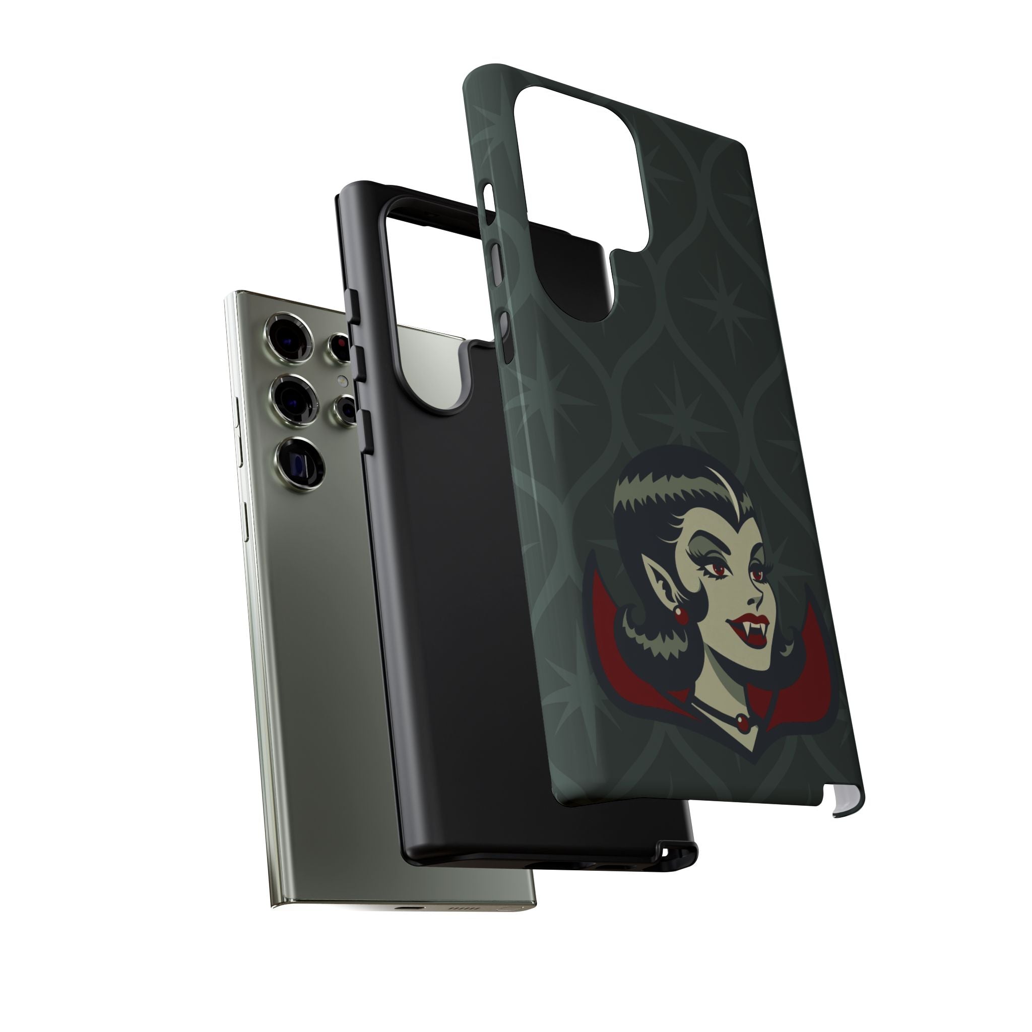 Vampire Dracula Girl Halloween Goth Horror Buff MCM Green Tough Phone Case
