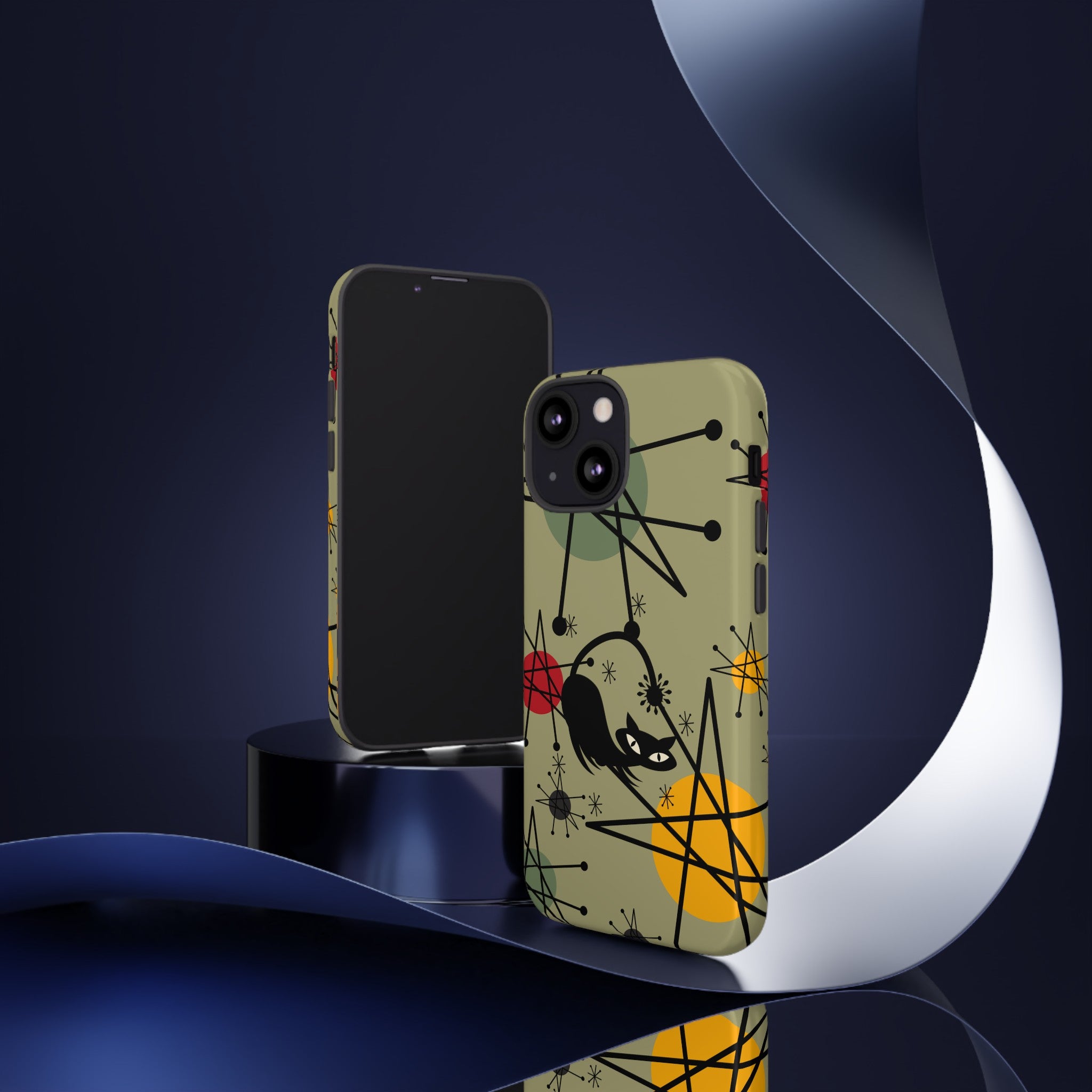 Mid Century Modern Atomic Cat, Retro Chic Groovy Mod Samsung, Smart Phone Tough Cases - Mid Century Modern Gal