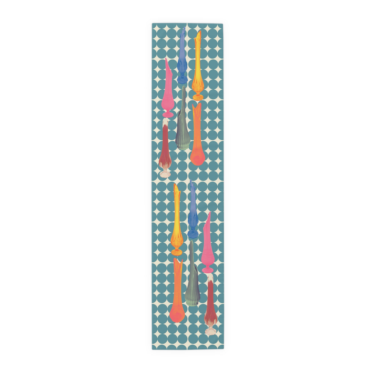 Mid Century Modern Swung Glass Retro Dots, Colorful Patterned Table Runner for Festive Dining - Mid Century Modern Gal