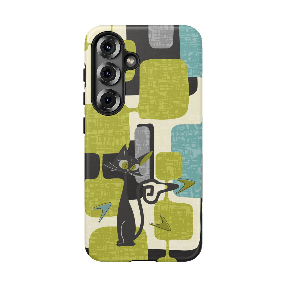 Mid Century Modern Geometric Kitschy Cat, Boomerang Retro Smart Phone Tough Cases