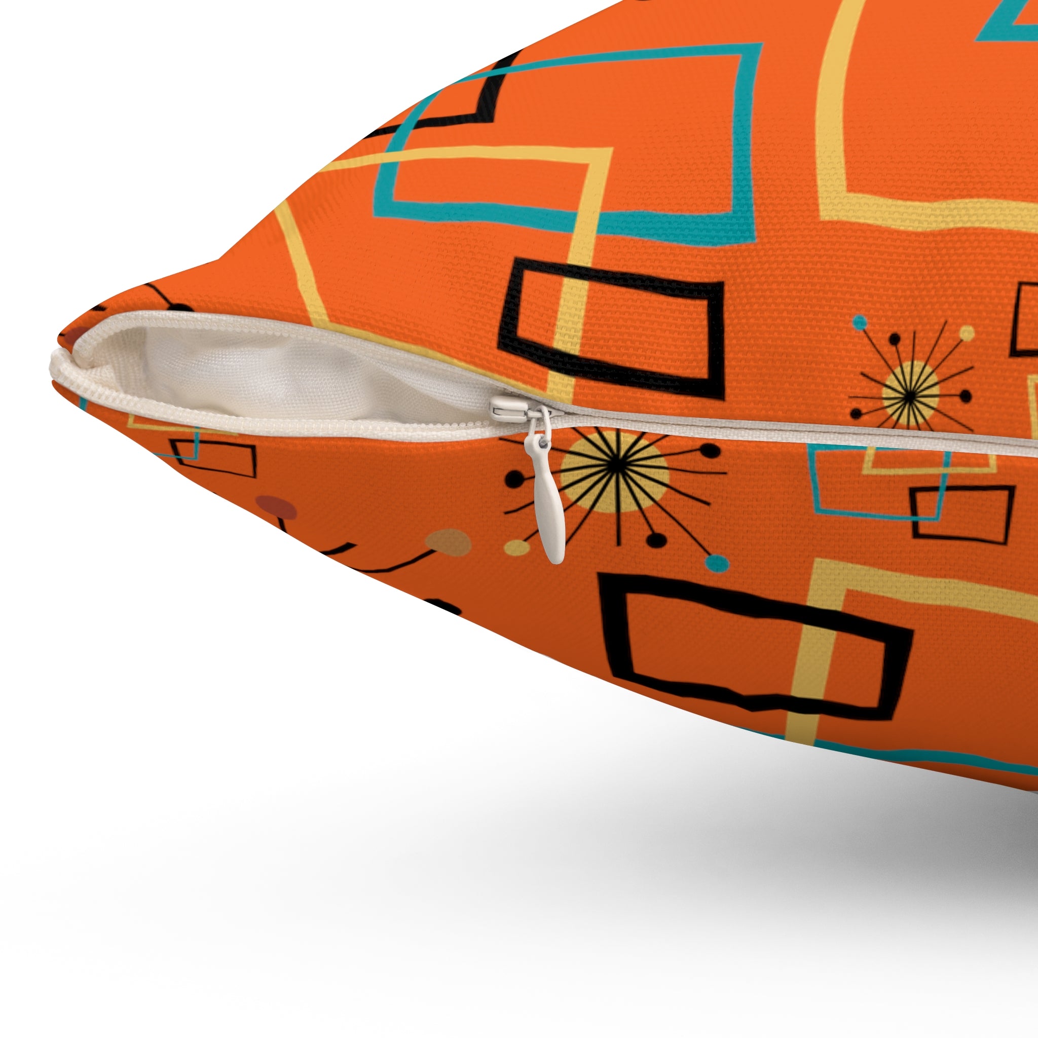 Orange Starburst MCM Pillow Spun Polyester Square Pillow - Mid Century Modern Gal
