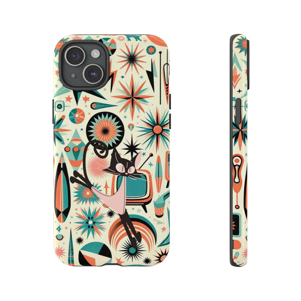 Atomic Kitty Boomerang Space Kitty Mid Century Modern Samsung, Smart Phone, Tough Cases