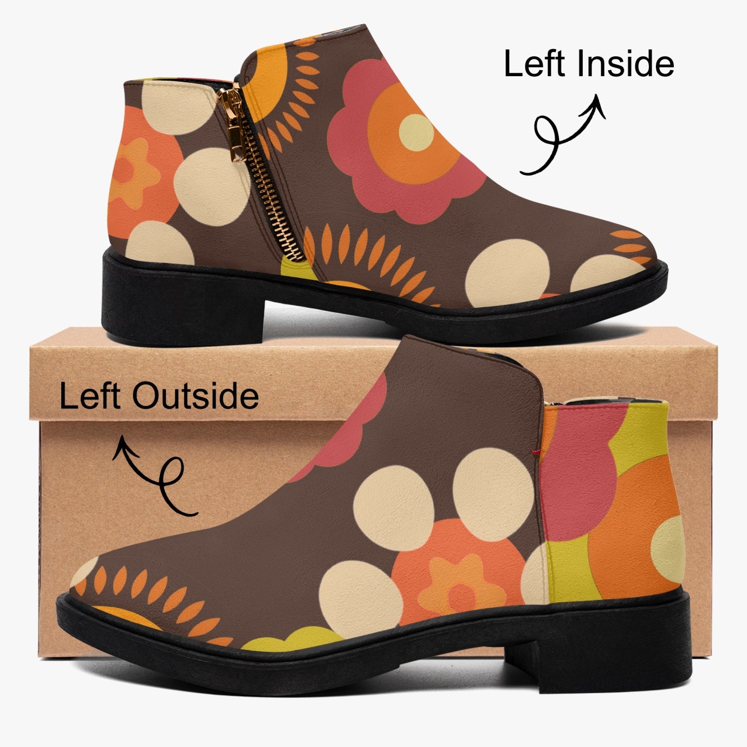 Retro Flower Power Shoe Boot, Trendy 70s Style - Mid Century Modern Gal