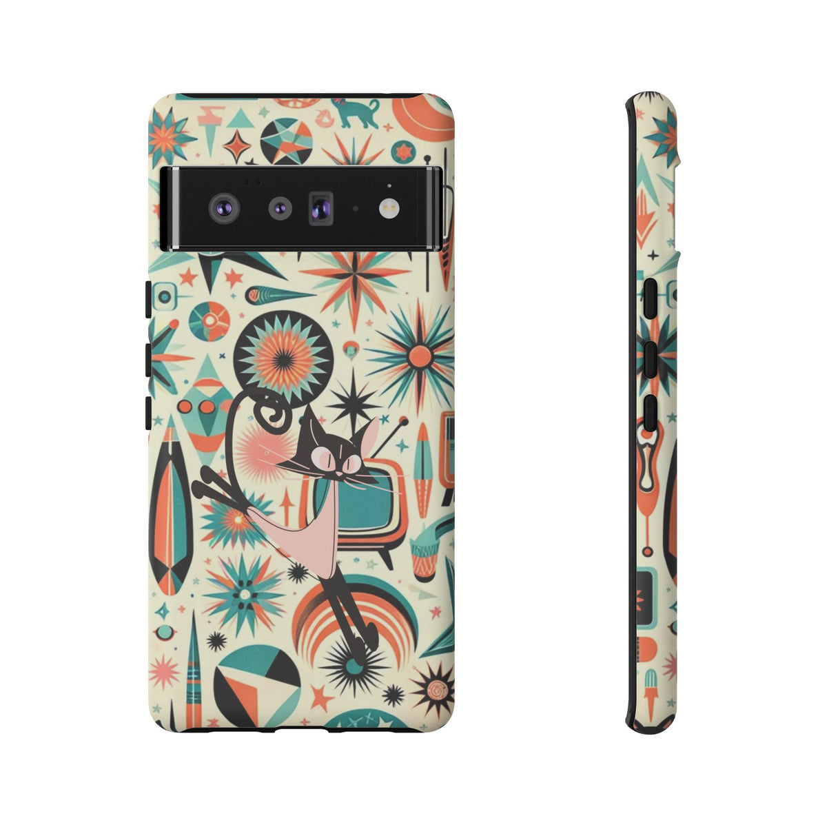 Atomic Kitty Boomerang Space Kitty Mid Century Modern Samsung, Smart Phone, Tough Cases
