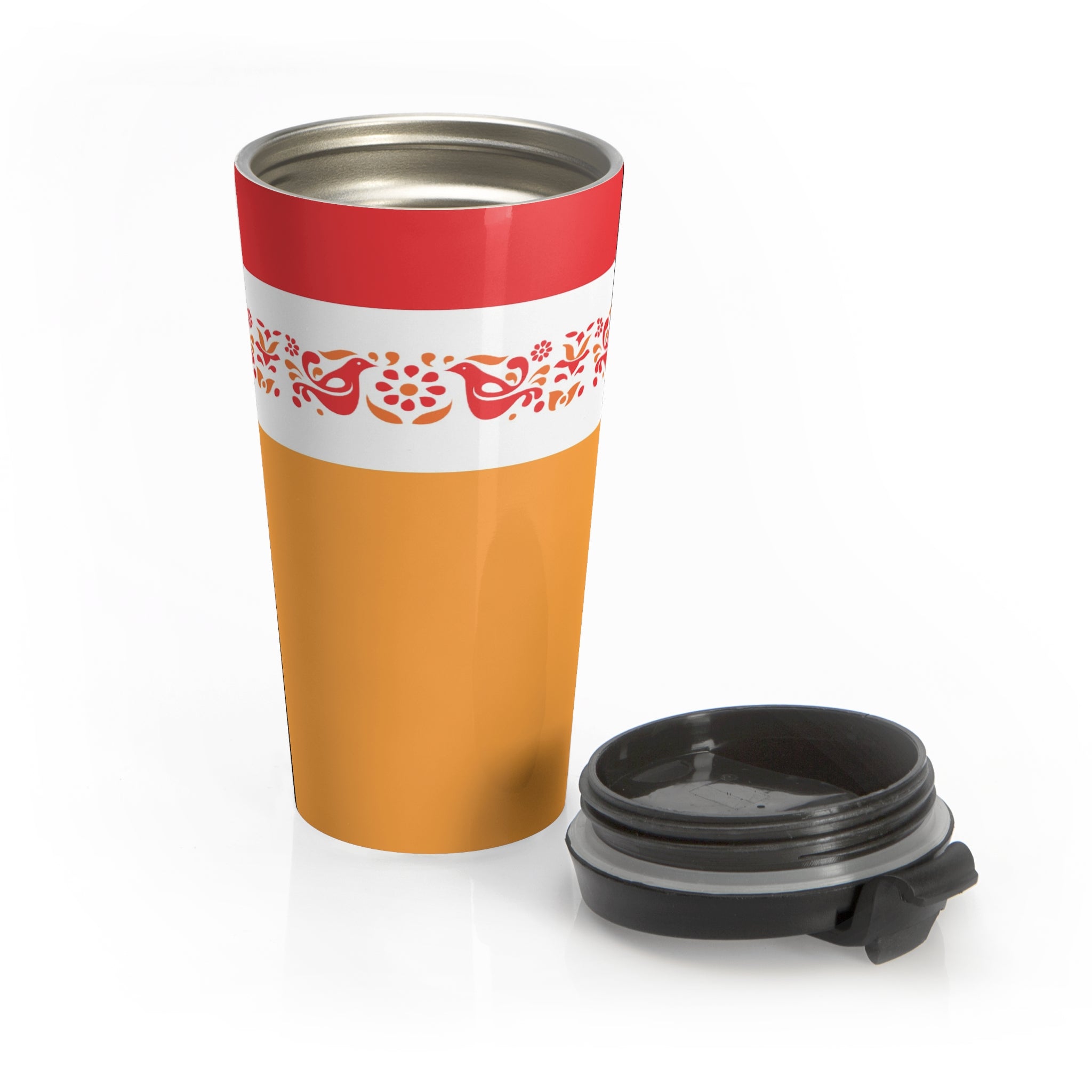 Pyrex Circle Of Friends, Colorful Stainless Steel Travel Mug - Perfect for Coffee Lovers and Adventurers - Mid Century Modern Gal